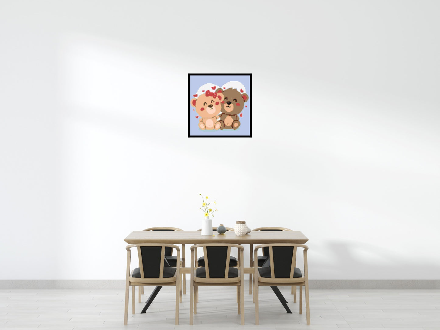 Cute Teddy Bear Couple Kawaii Vector Art - Brick Art Mosaic Kit 4x4 large