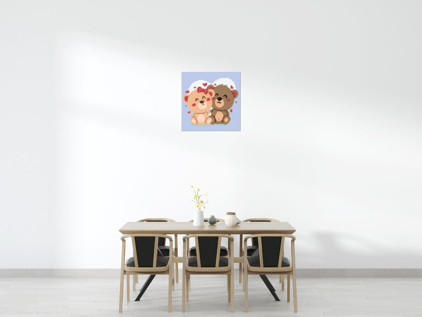 Cute Teddy Bear Couple Kawaii Vector Art - Brick Art Mosaic Kit 4x4 large