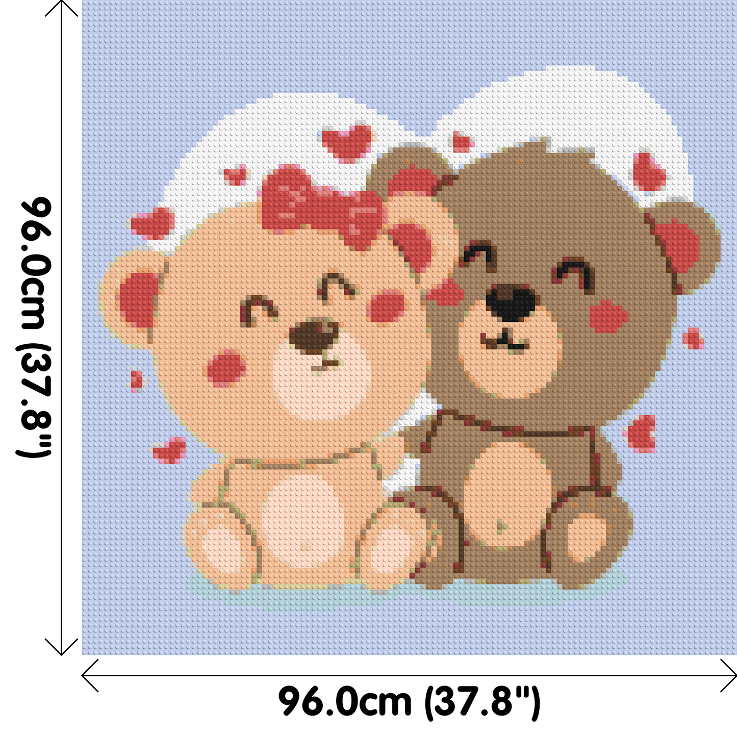 Cute Teddy Bear Couple Kawaii Vector Art - Brick Art Mosaic Kit 5x5 large