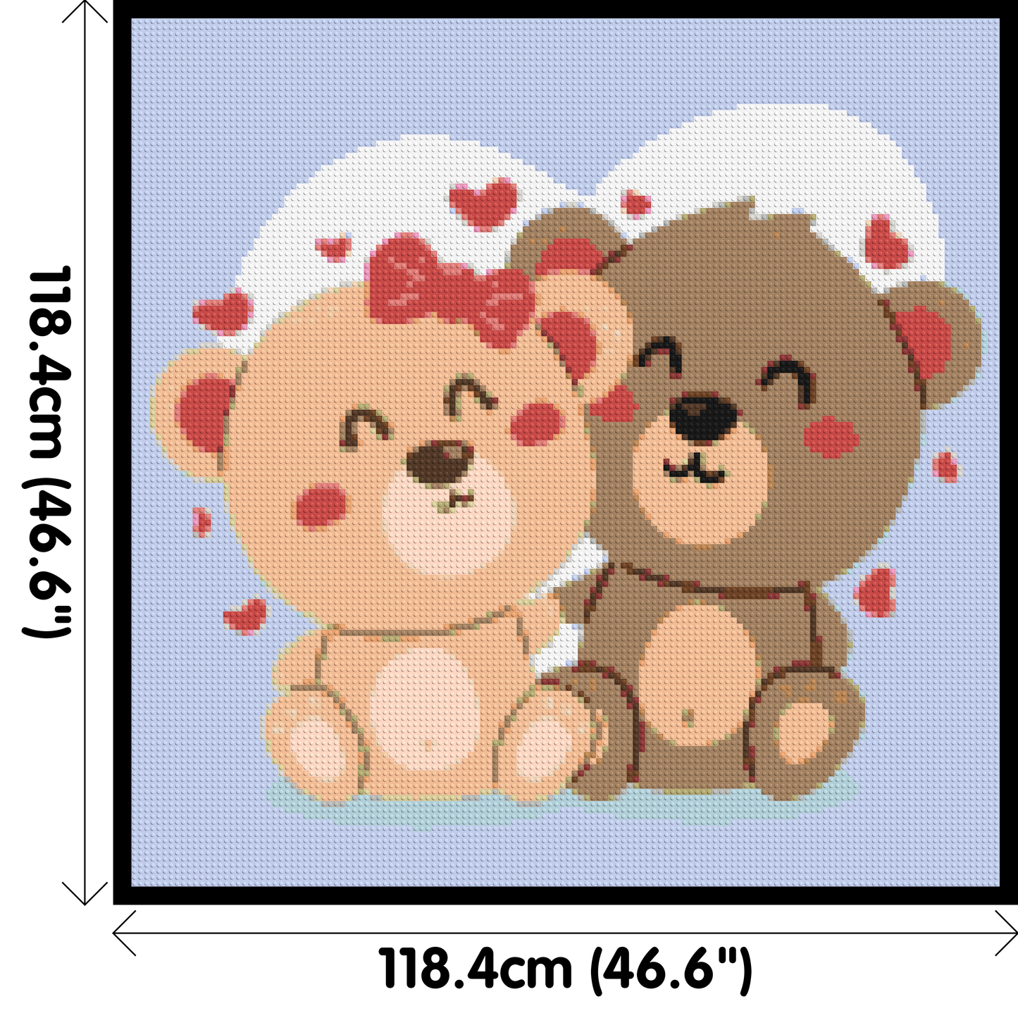 Cute Teddy Bear Couple Kawaii Vector Art - Brick Art Mosaic Kit 6x6 large
