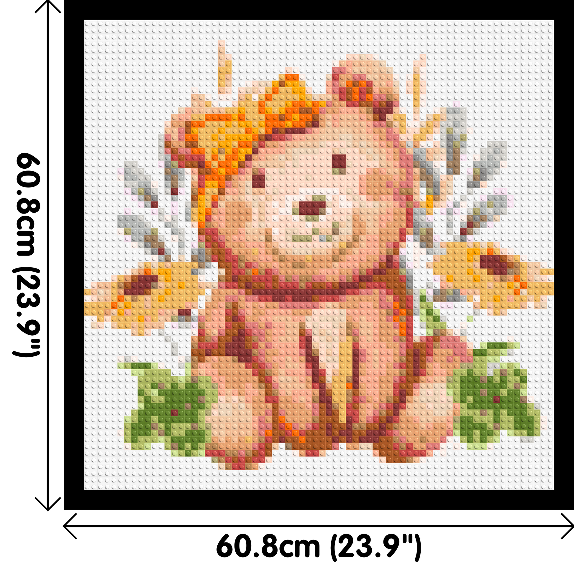 Teddy Bear with Yellow Bow and Flowers Watercolor Art - Brick Art Mosaic Kit 3x3 dimensions with frame