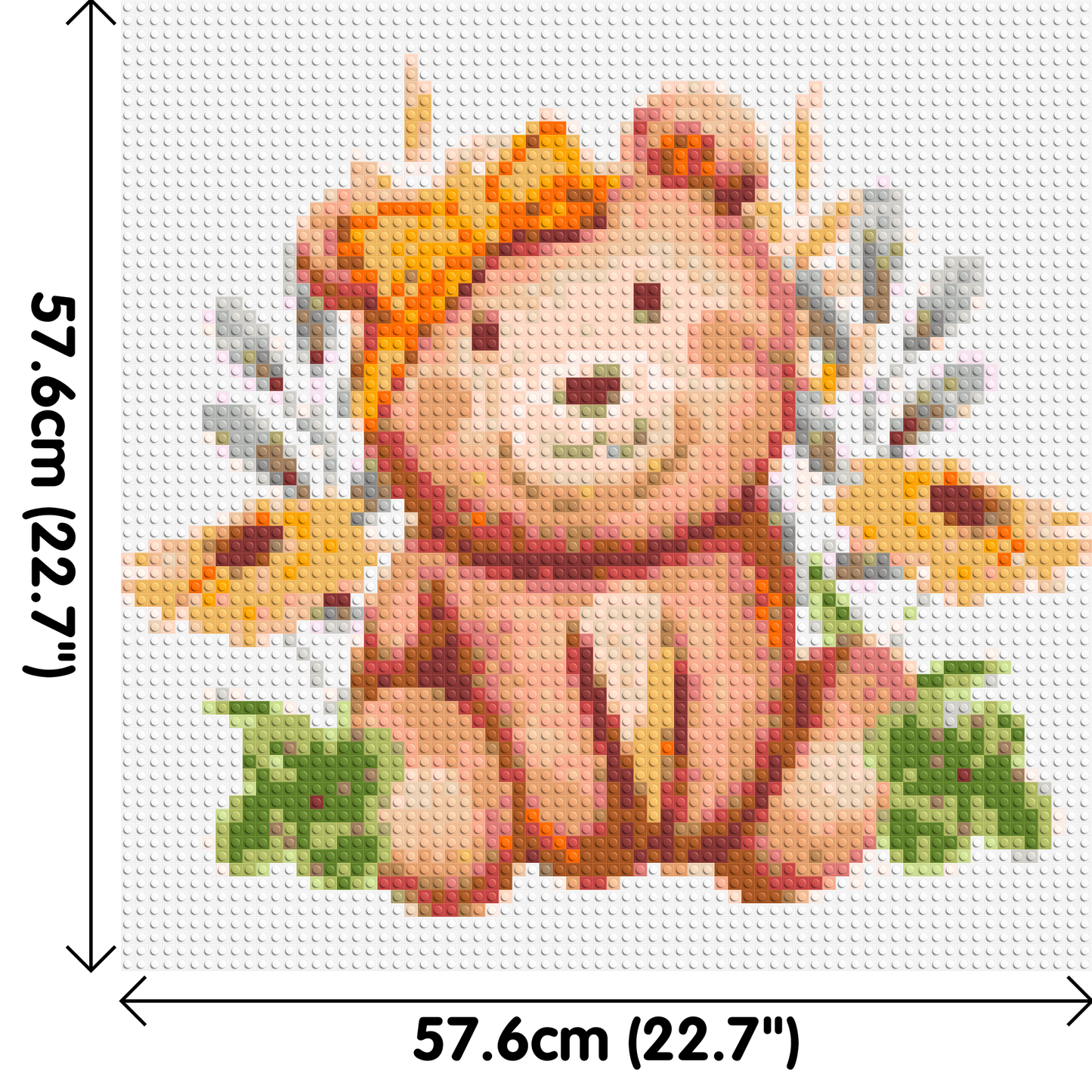 Teddy Bear with Yellow Bow and Flowers Watercolor Art - Brick Art Mosaic Kit 3x3 large