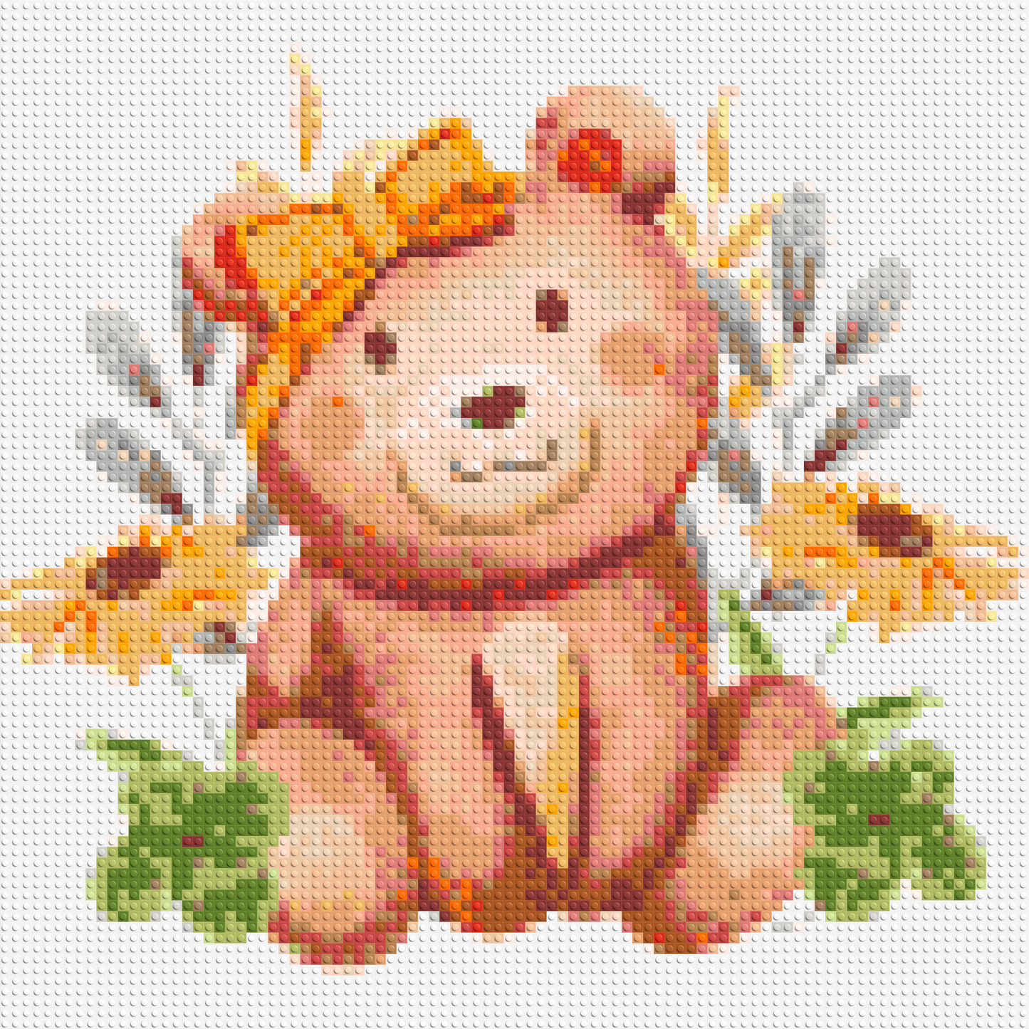 Teddy Bear with Yellow Bow and Flowers Watercolor Art - Brick Art Mosaic Kit 4x4 large