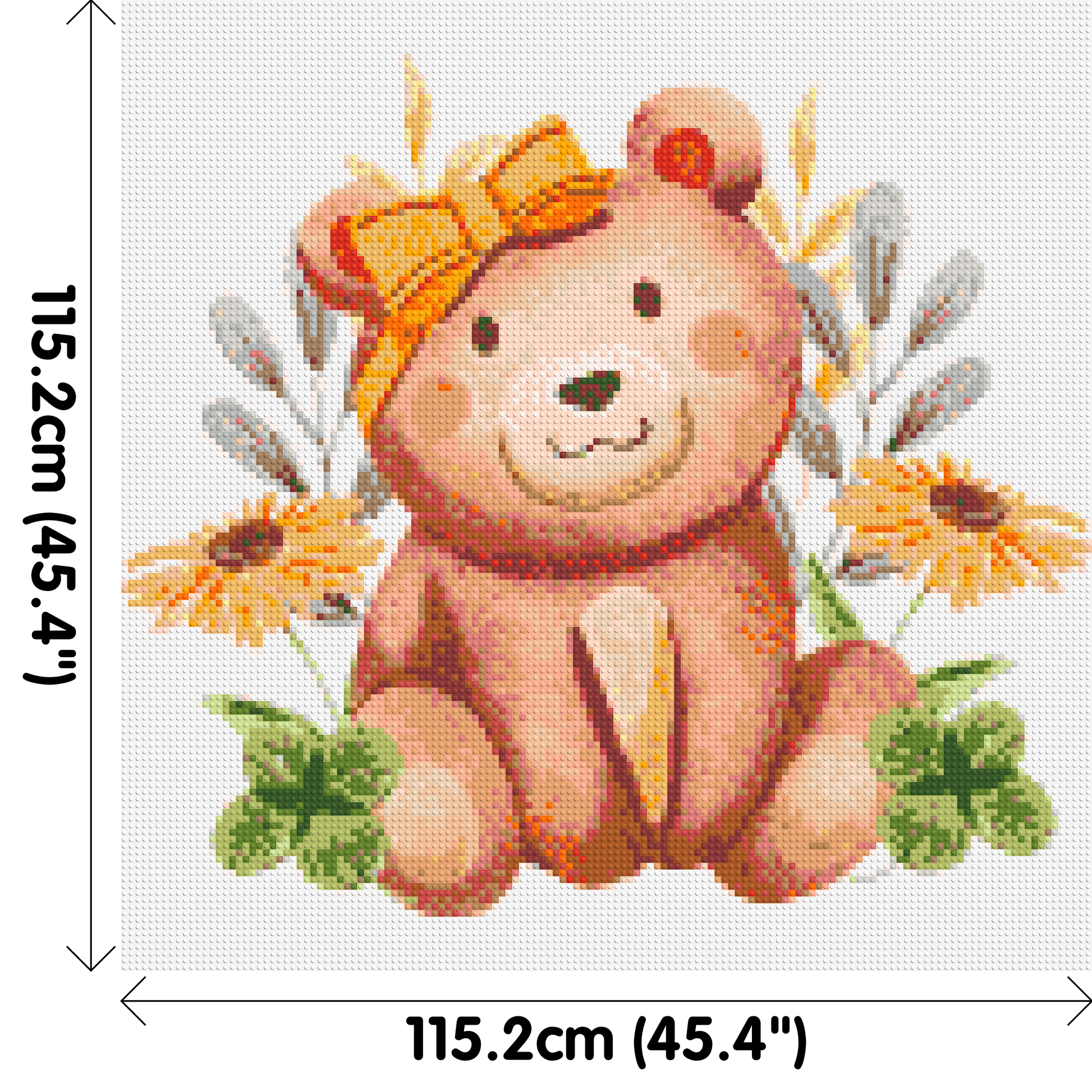 Teddy Bear with Yellow Bow and Flowers Watercolor Art - Brick Art Mosaic Kit 6x6 dimensions