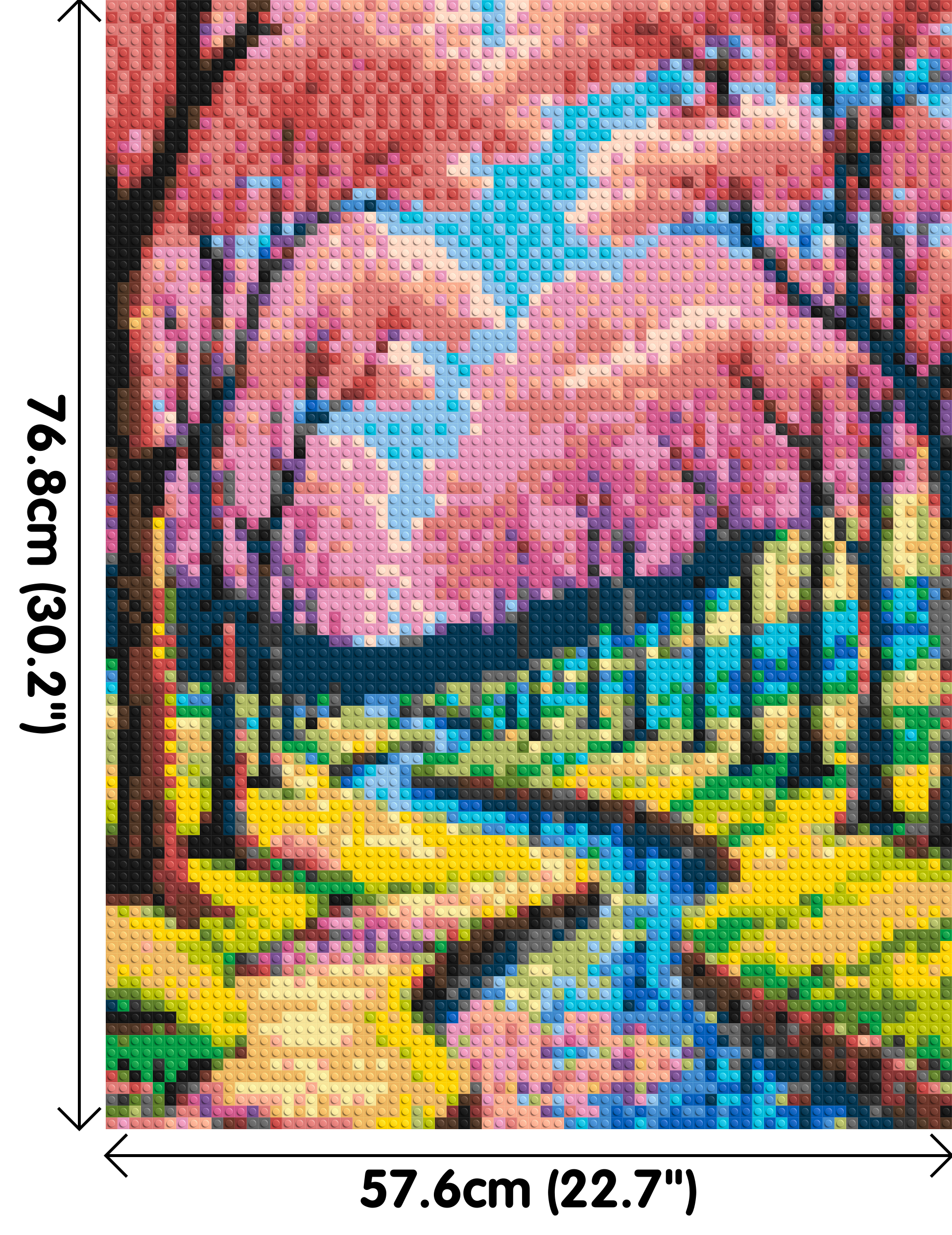Cherry Blossom Path along Serene River Illustration - Brick Art Mosaic Kit 3x4 dimensions
