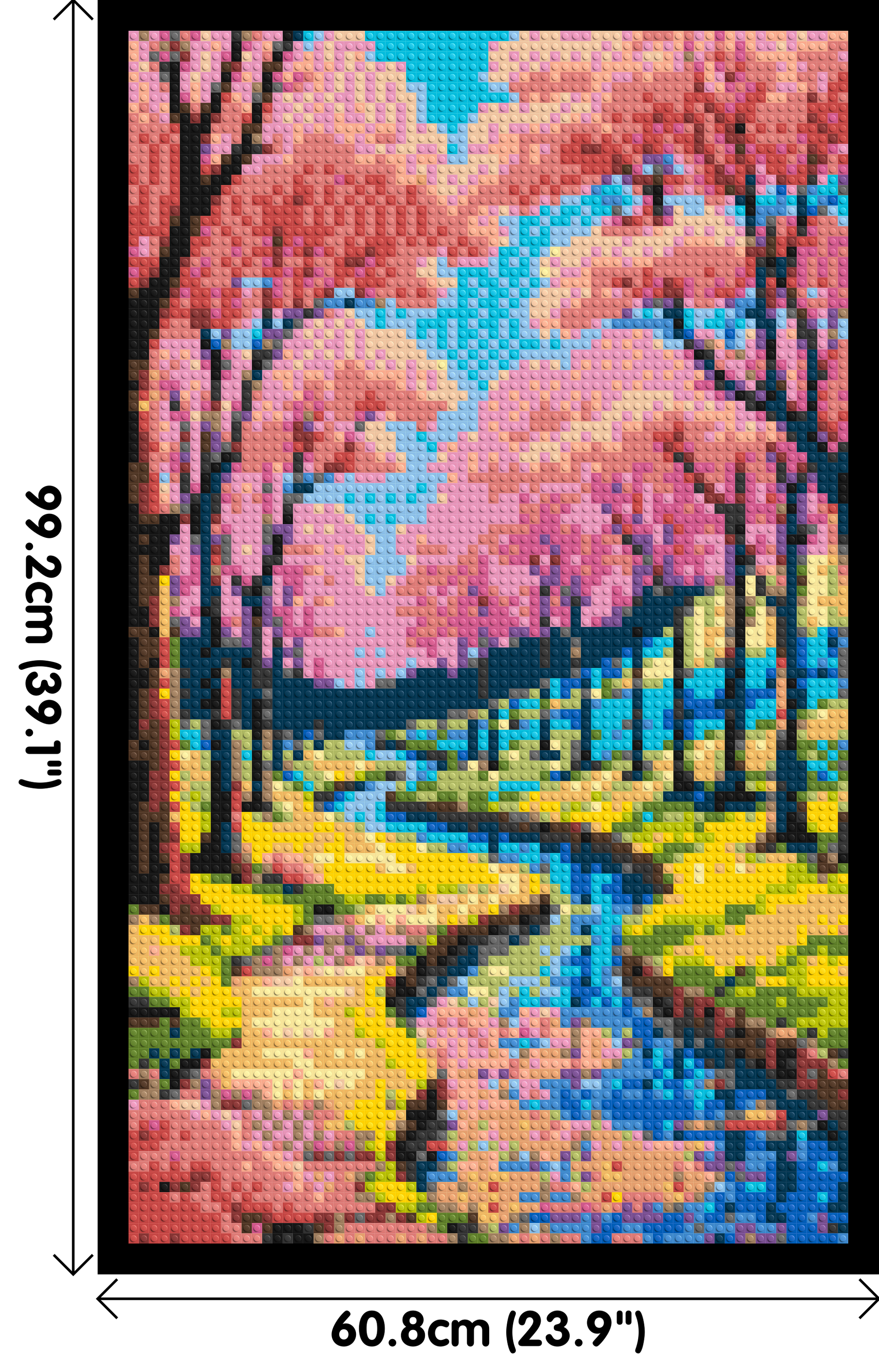 Cherry Blossom Path along Serene River Illustration - Brick Art Mosaic Kit 3x5 dimensions with frame