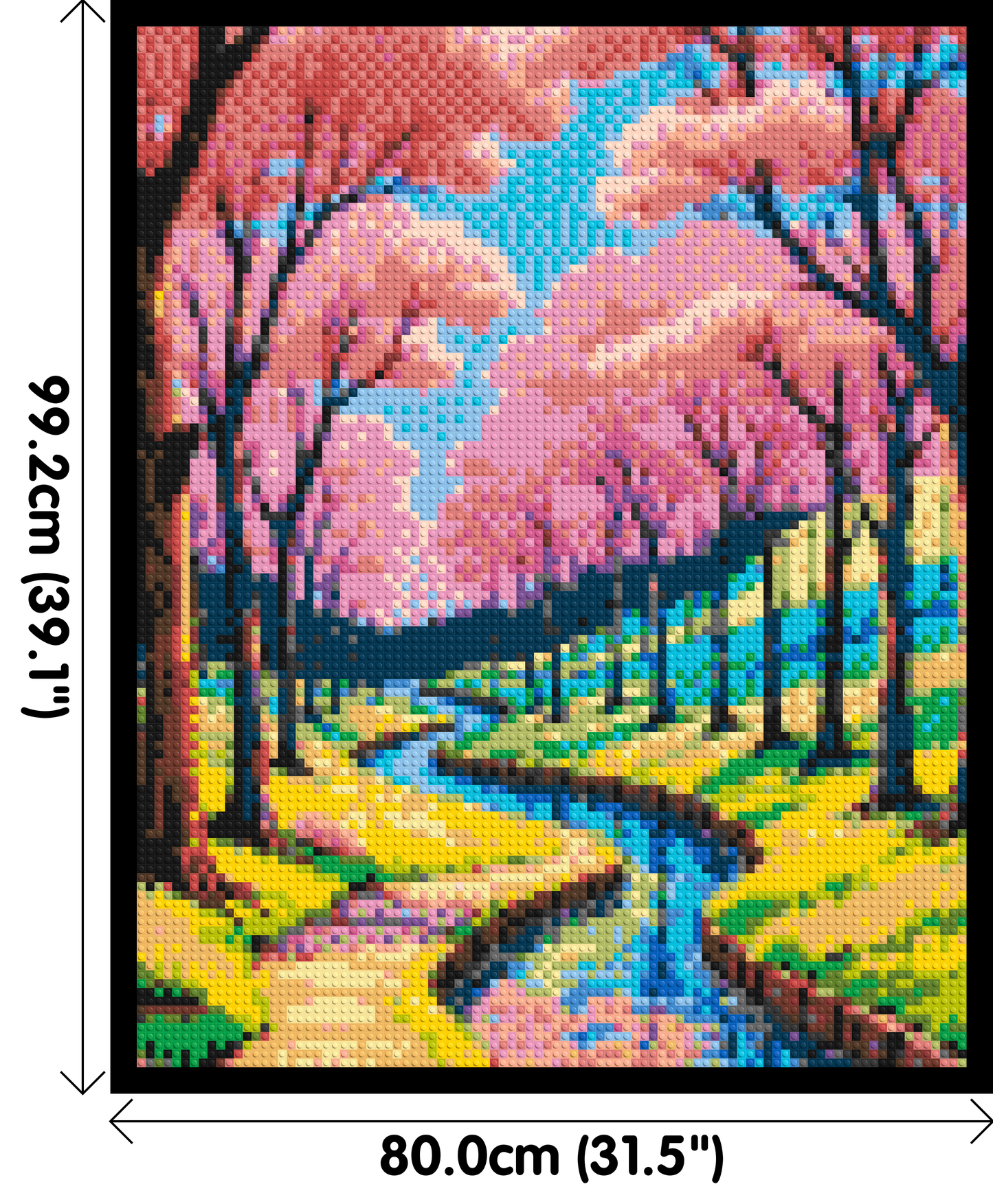 Cherry Blossom Path along Serene River Illustration - Brick Art Mosaic Kit 4x5 large