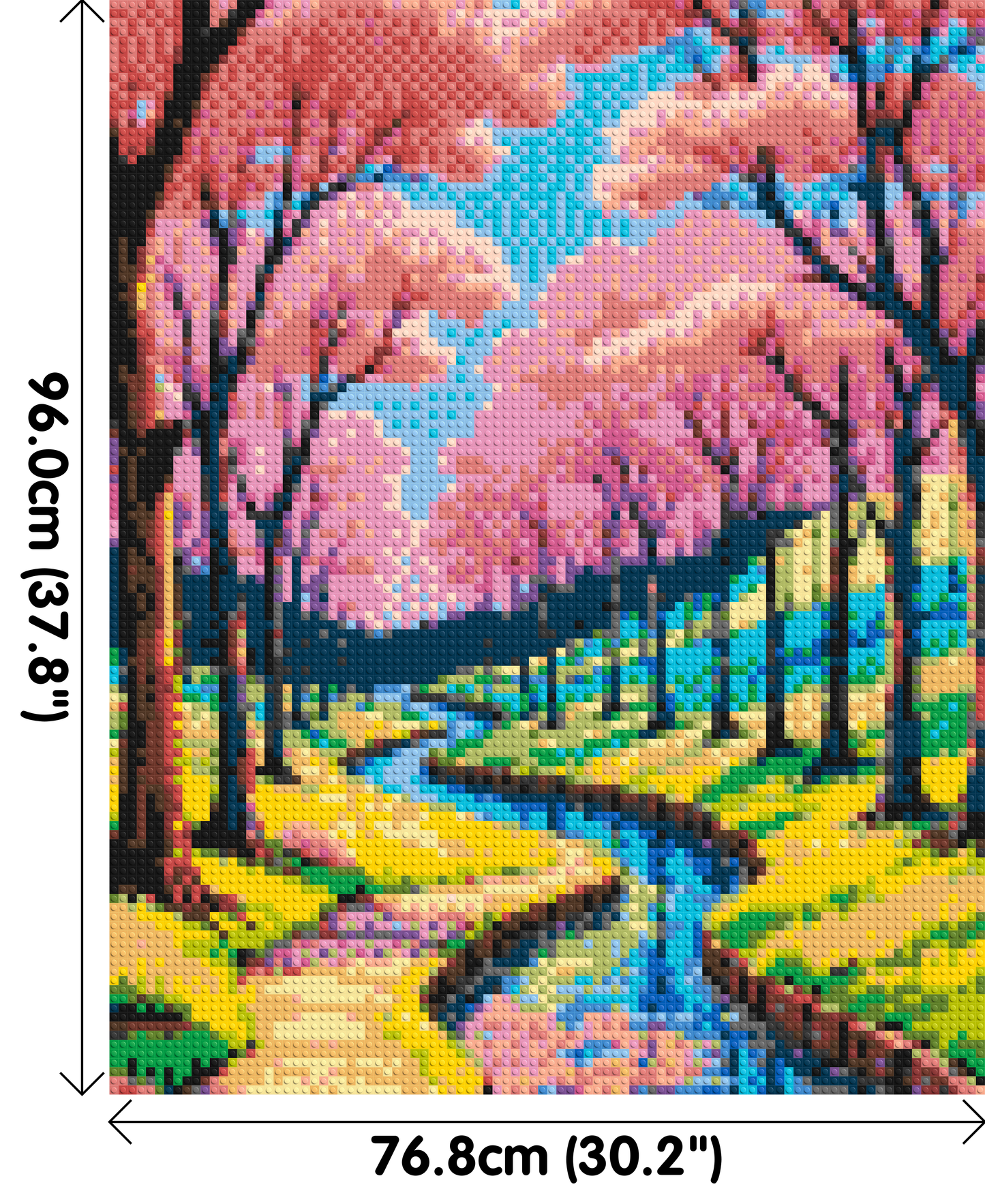 Cherry Blossom Path along Serene River Illustration - Brick Art Mosaic Kit 4x5 large