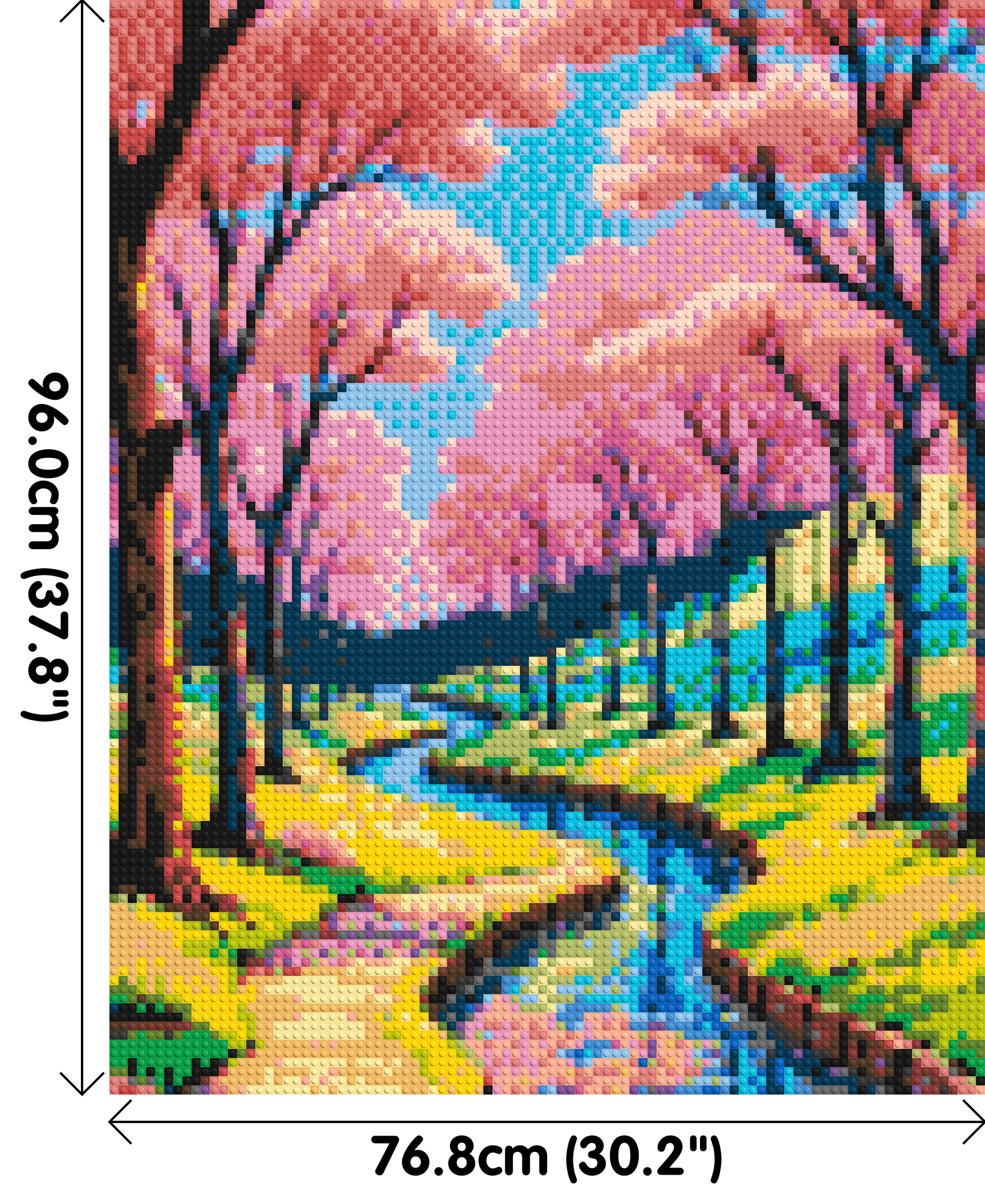 Cherry Blossom Path along Serene River Illustration - Brick Art Mosaic Kit 4x5 dimensions