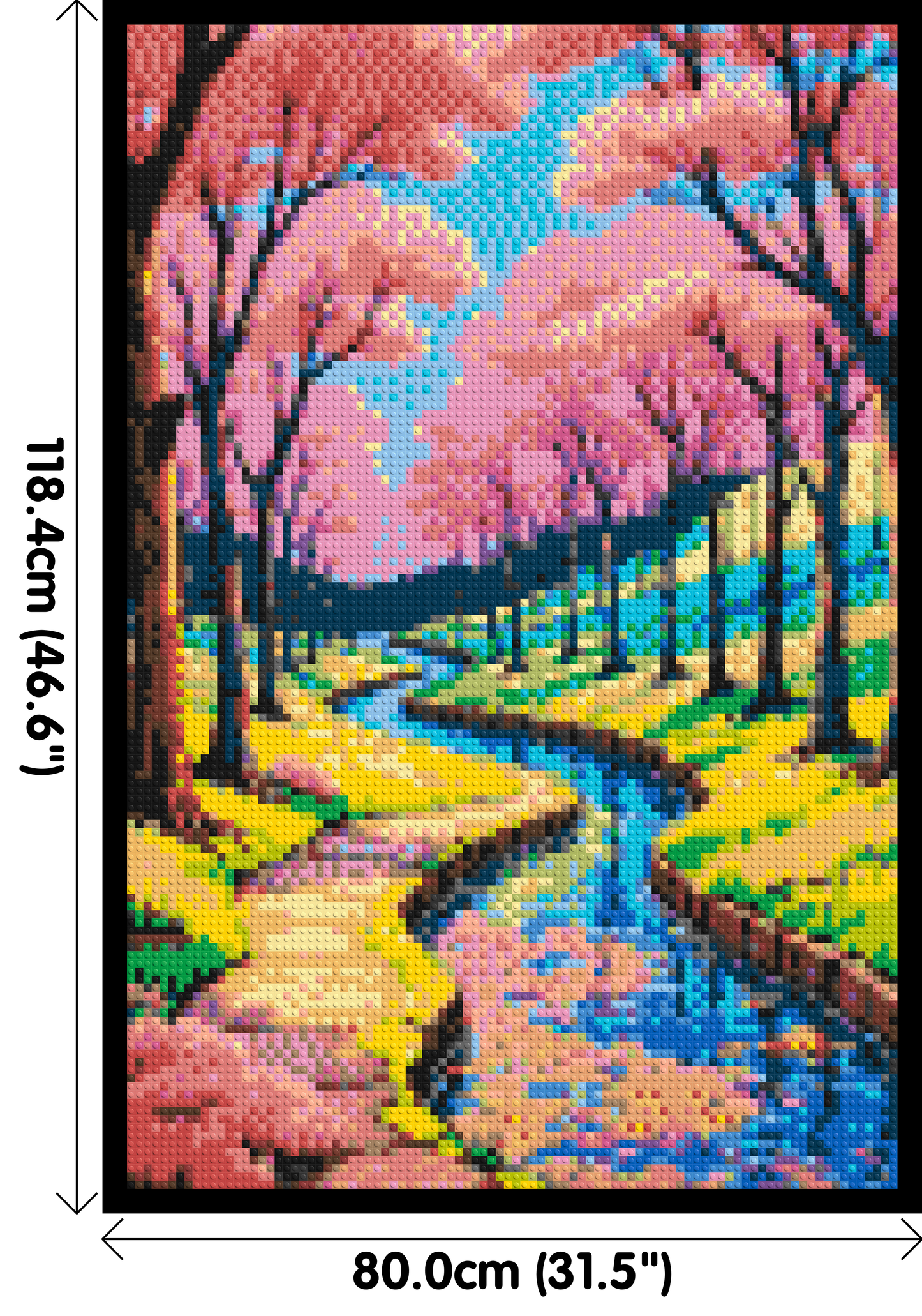 Cherry Blossom Path along Serene River Illustration - Brick Art Mosaic Kit 4x6 large