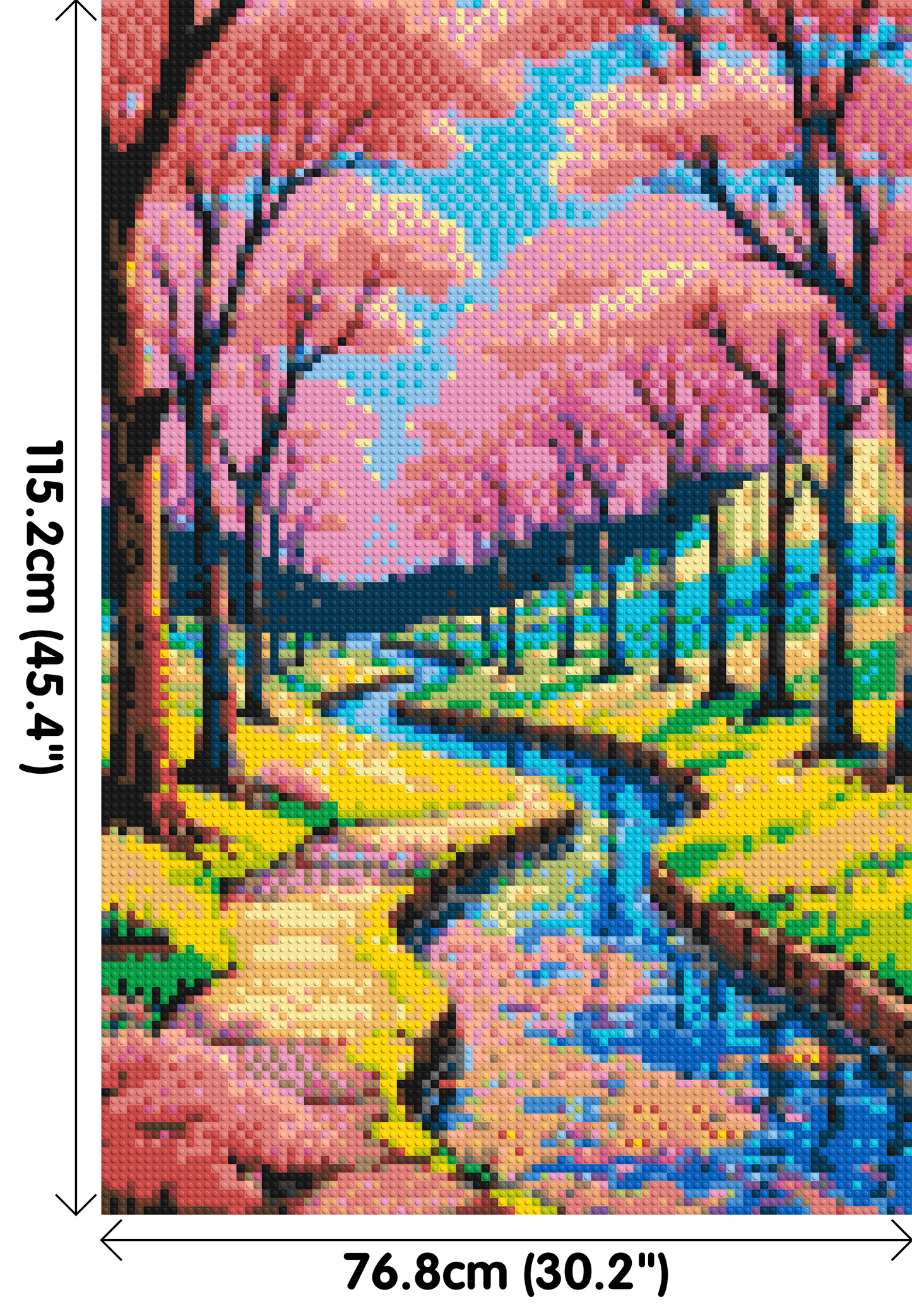 Cherry Blossom Path along Serene River Illustration - Brick Art Mosaic Kit 4x6 large