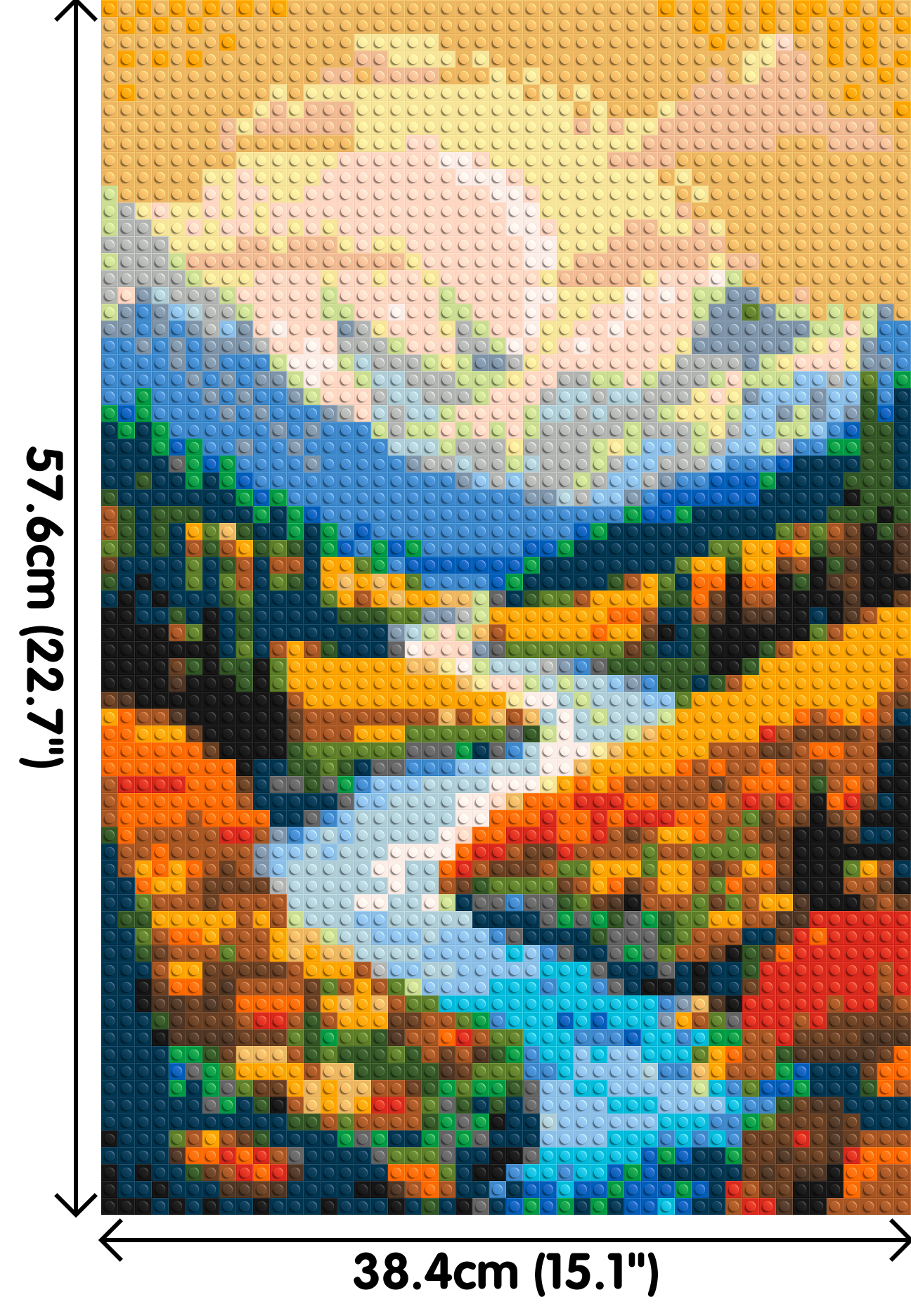 Mountain Valley River with Autumn Flowers Illustration - Brick Art Mosaic Kit 2x3 dimensions
