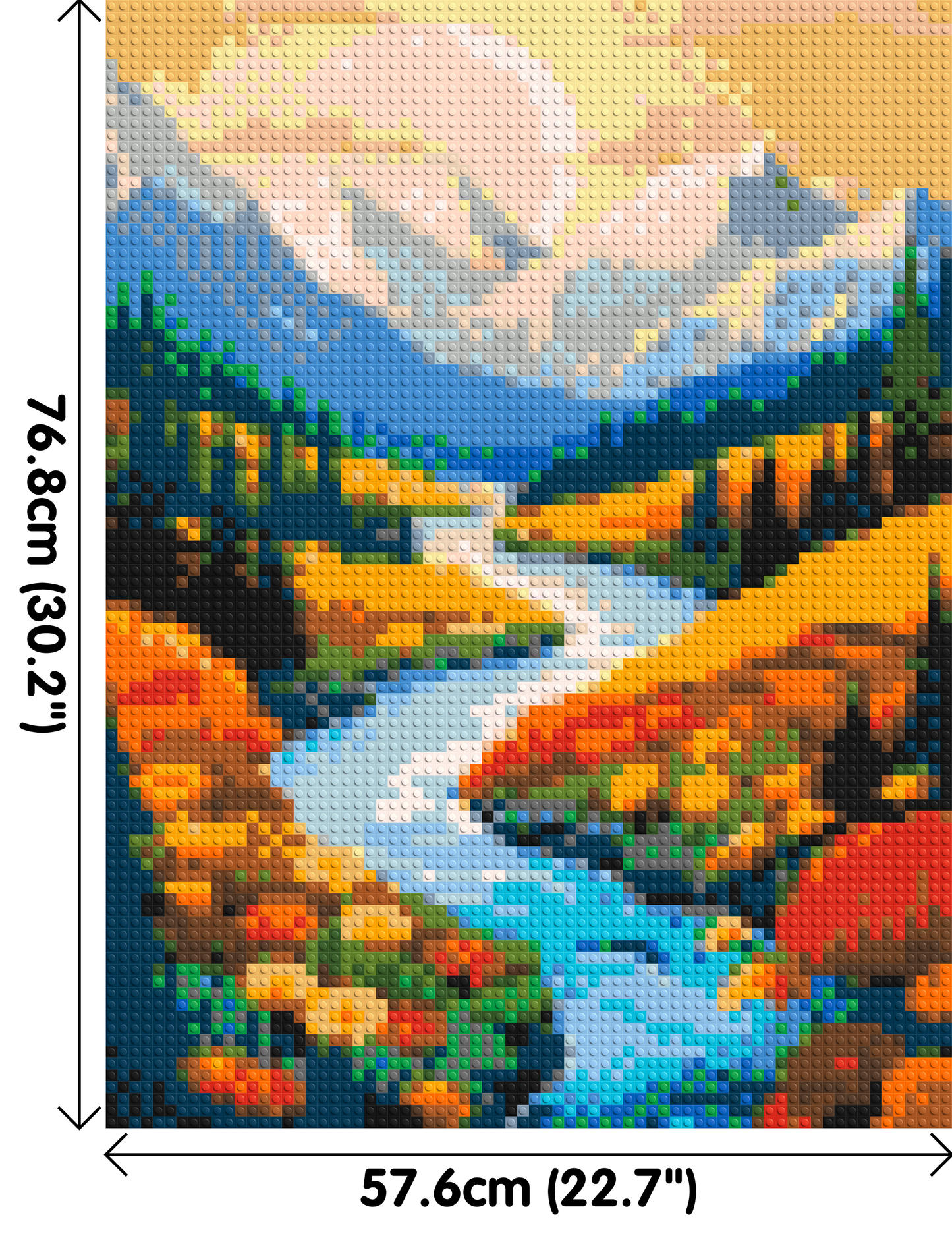 Mountain Valley River with Autumn Flowers Illustration - Brick Art Mosaic Kit 3x4 large