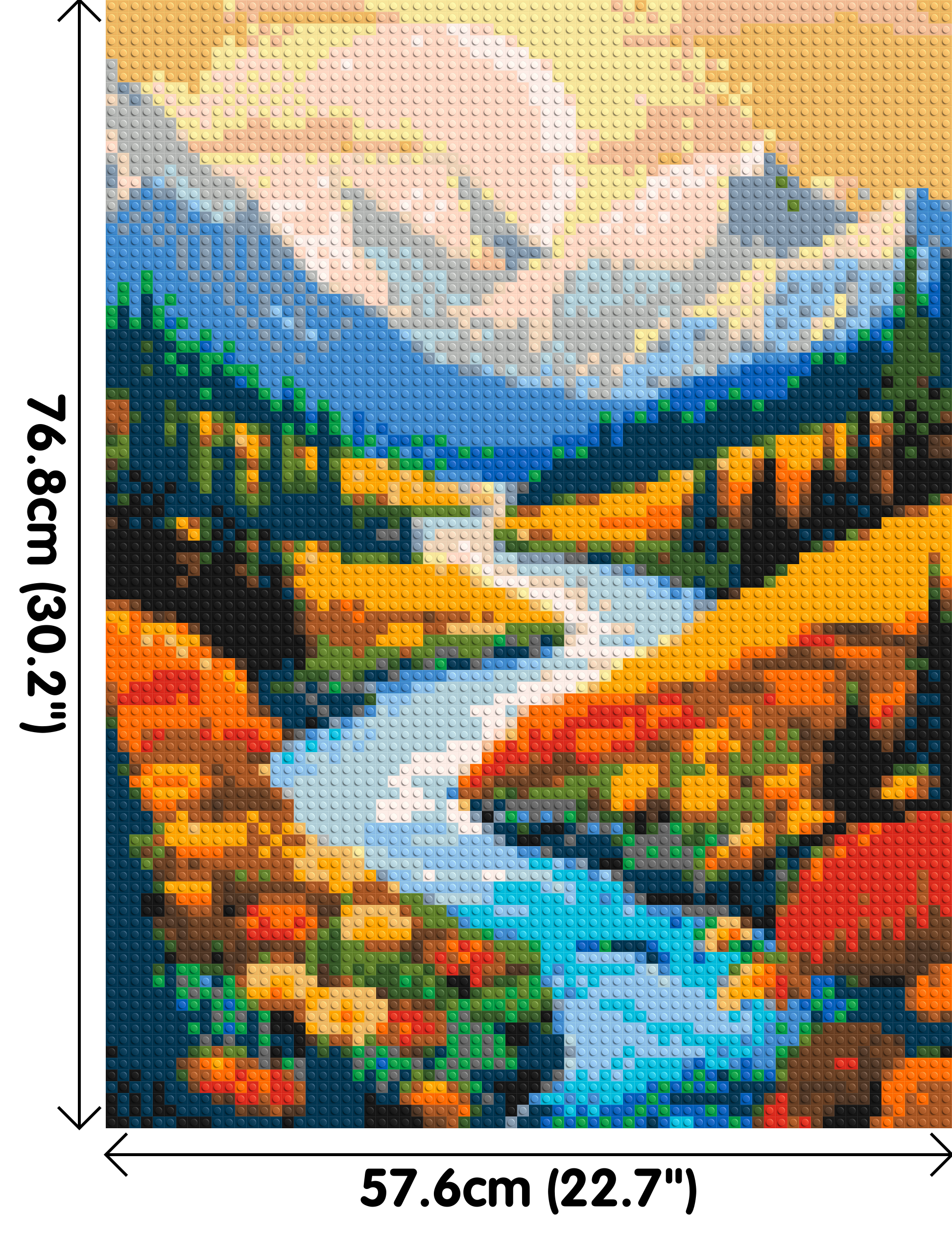 Mountain Valley River with Autumn Flowers Illustration - Brick Art Mosaic Kit 3x4 dimensions