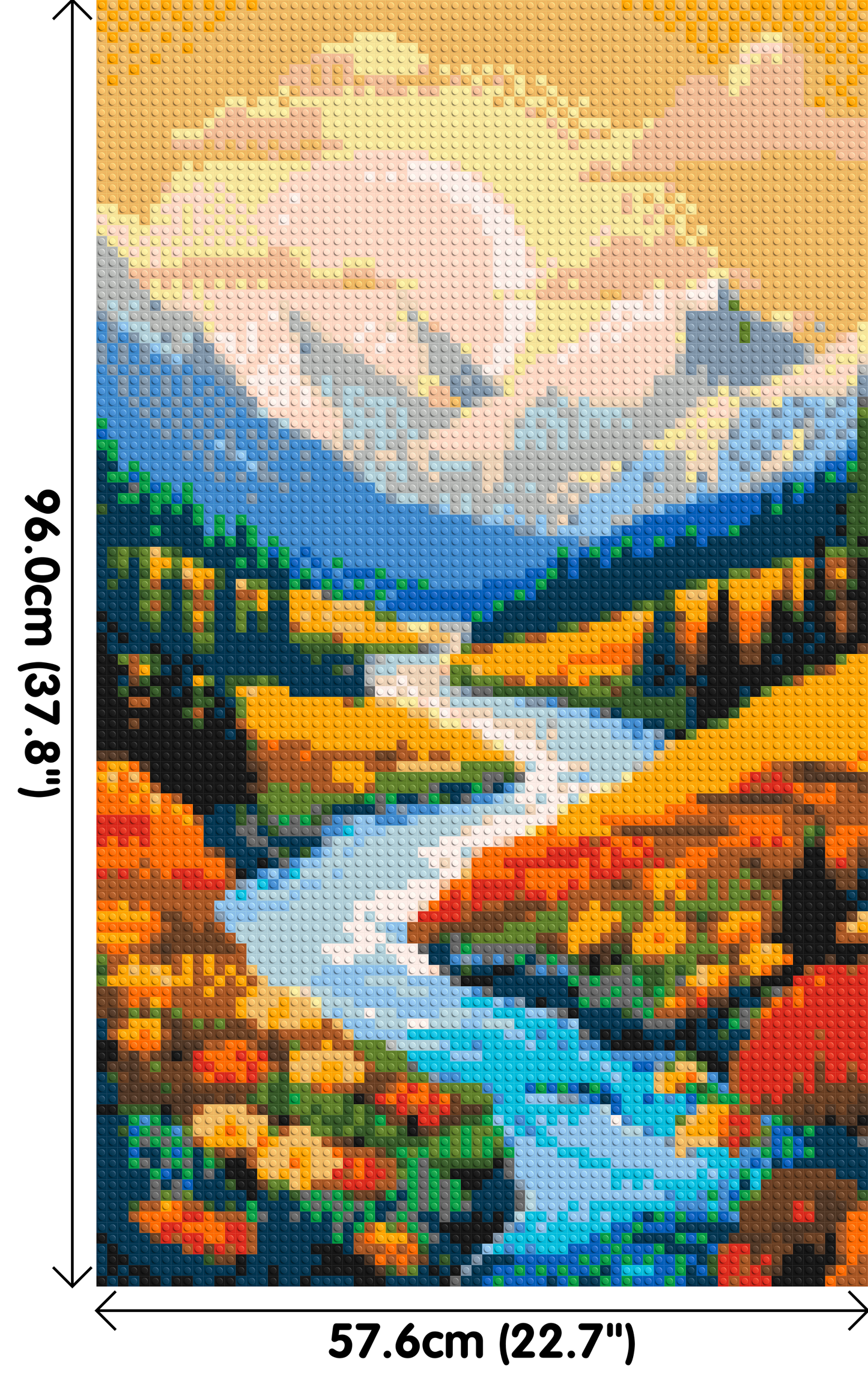 Mountain Valley River with Autumn Flowers Illustration - Brick Art Mosaic Kit 3x5 large