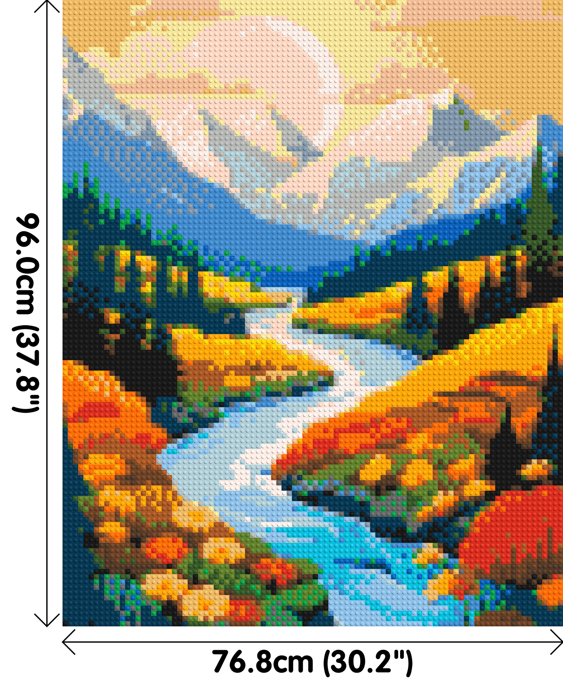 Mountain Valley River with Autumn Flowers Illustration - Brick Art Mosaic Kit 4x5 dimensions