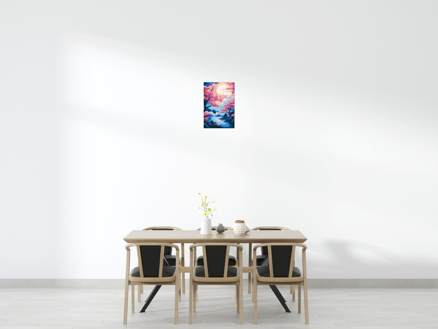 Cherry Blossom Trees and Glowing Moon Japanese Art - Brick Art Mosaic Kit 2x3 large