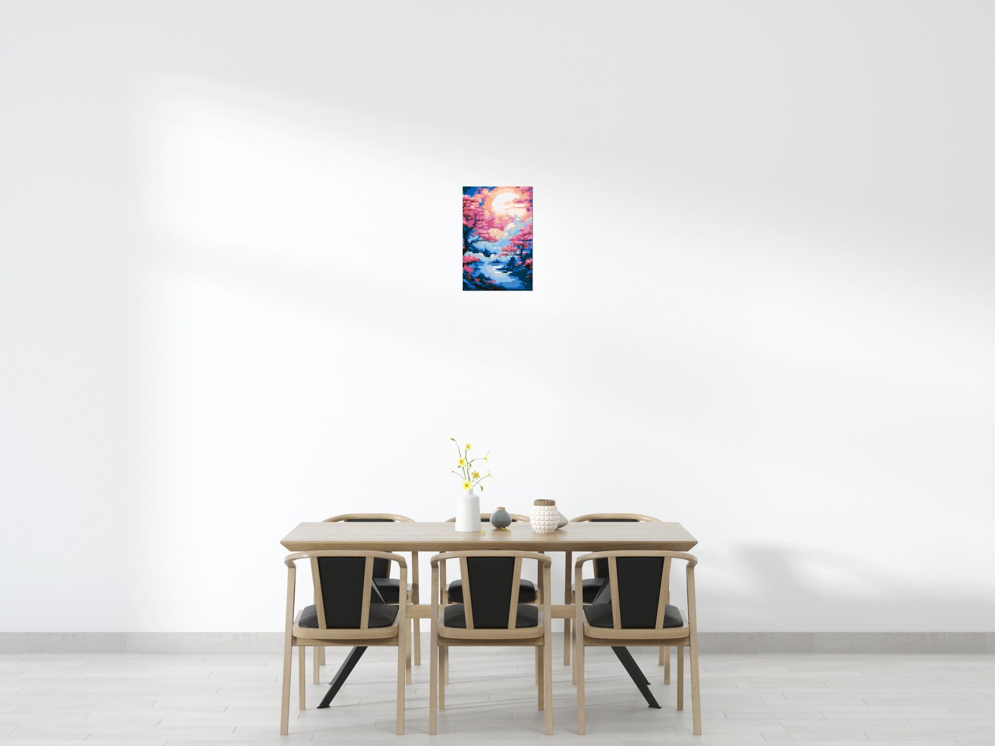 Cherry Blossom Trees and Glowing Moon Japanese Art - Brick Art Mosaic Kit 2x3 scene