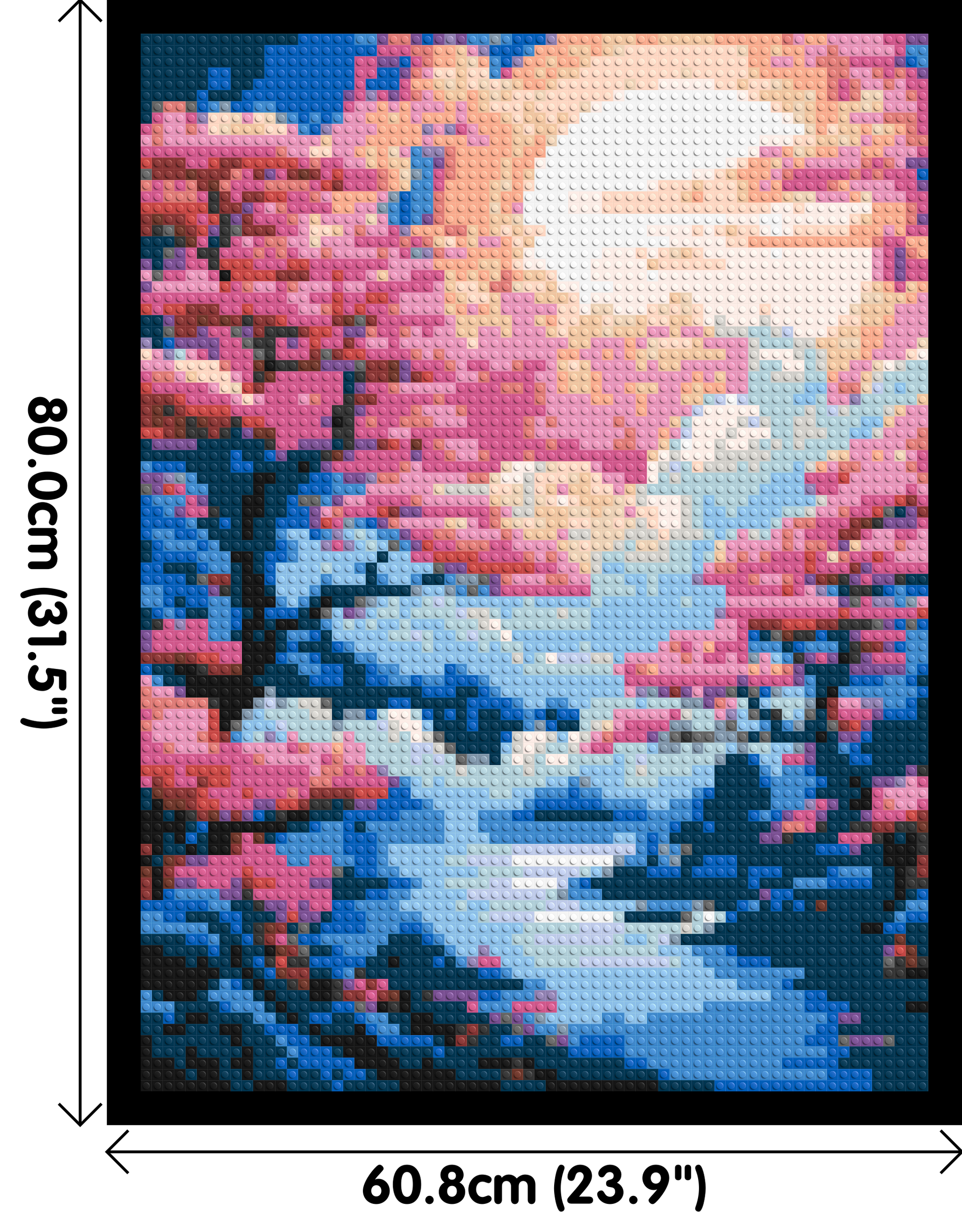 Cherry Blossom Trees and Glowing Moon Japanese Art - Brick Art Mosaic Kit 3x4 dimensions with frame