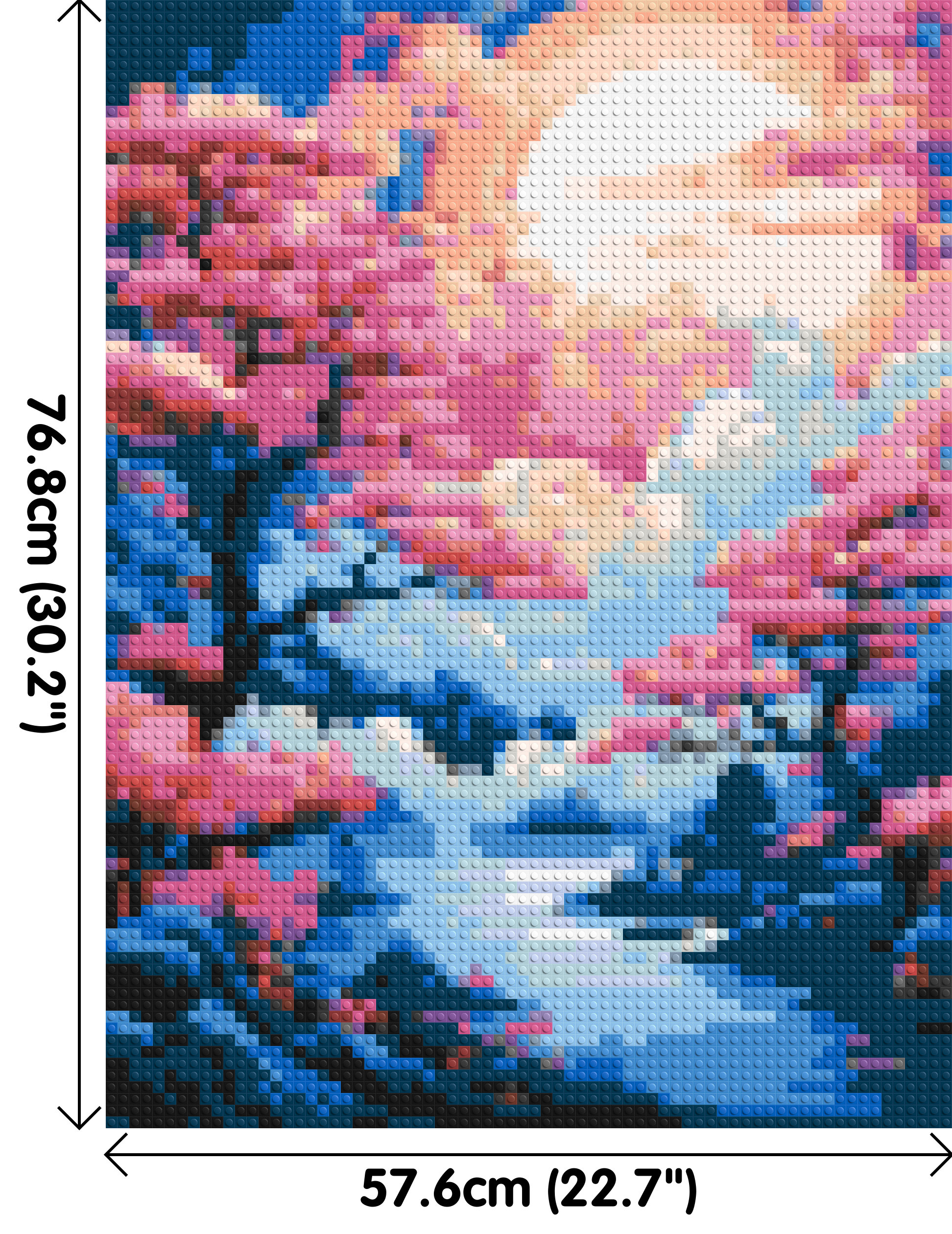 Cherry Blossom Trees and Glowing Moon Japanese Art - Brick Art Mosaic Kit 3x4 dimensions