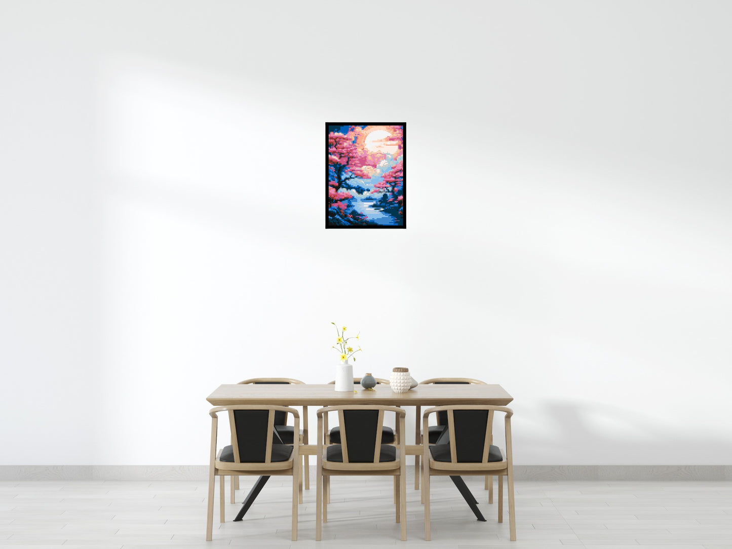Cherry Blossom Trees and Glowing Moon Japanese Art - Brick Art Mosaic Kit 3x4 large