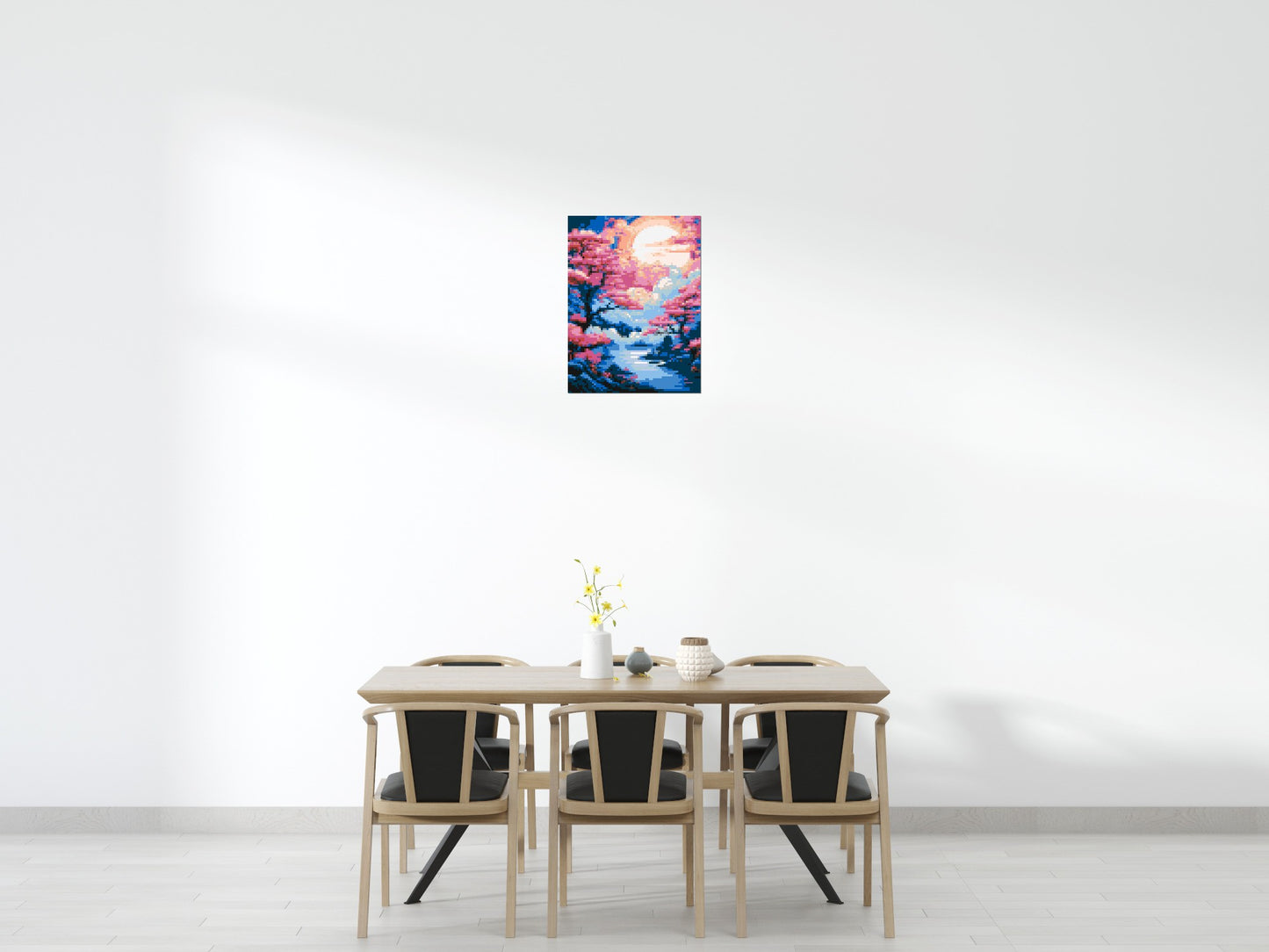 Cherry Blossom Trees and Glowing Moon Japanese Art - Brick Art Mosaic Kit 3x4 large