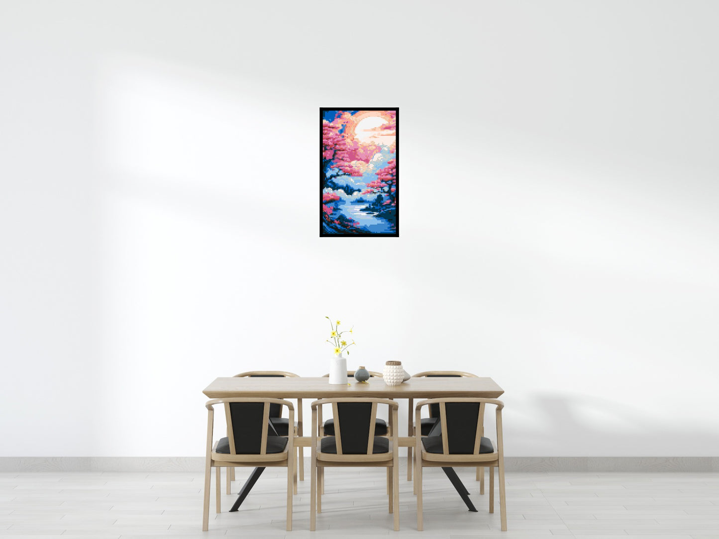 Cherry Blossom Trees and Glowing Moon Japanese Art - Brick Art Mosaic Kit 3x5 large