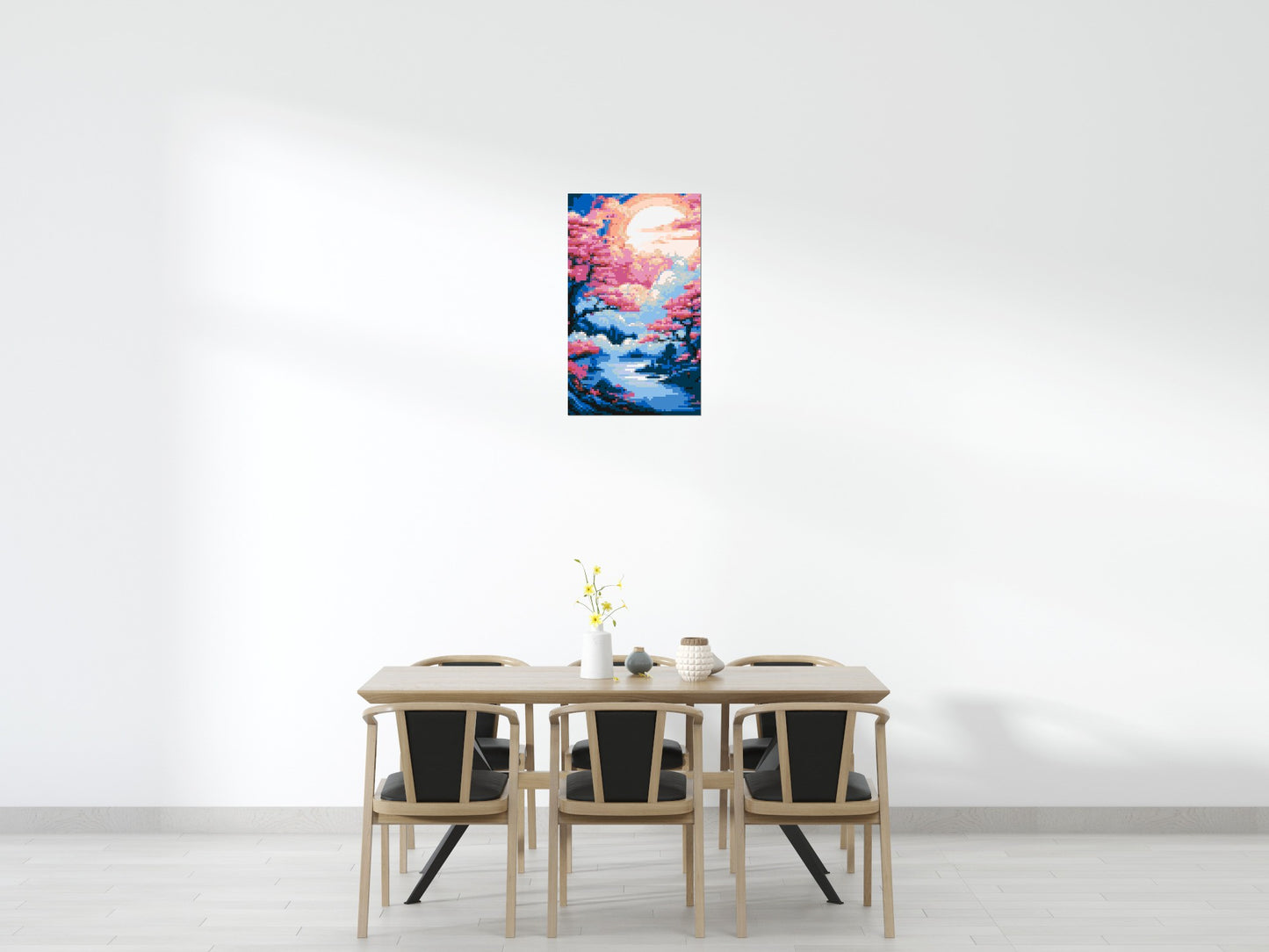Cherry Blossom Trees and Glowing Moon Japanese Art - Brick Art Mosaic Kit 3x5 large
