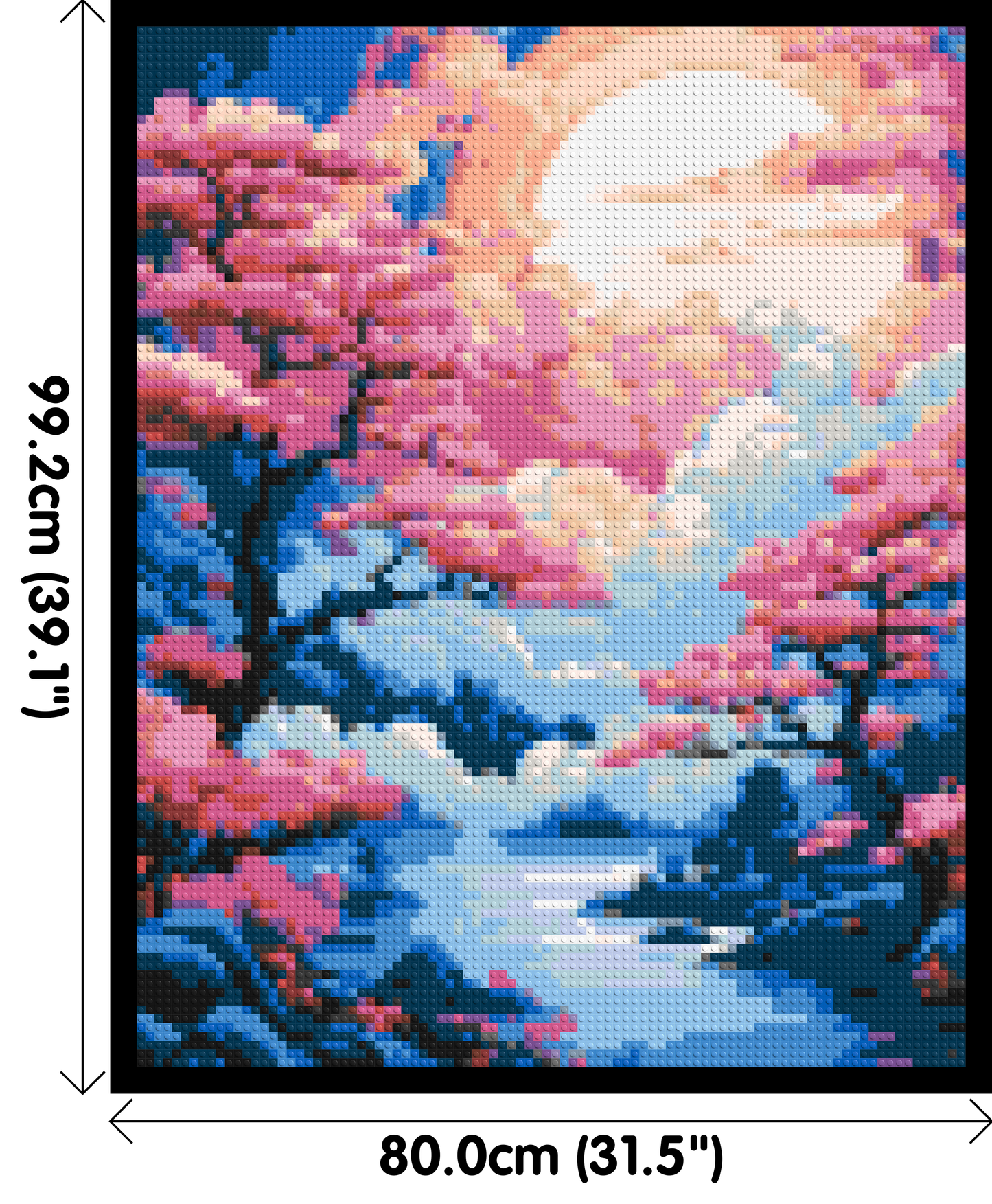 Cherry Blossom Trees and Glowing Moon Japanese Art - Brick Art Mosaic Kit 4x5 large