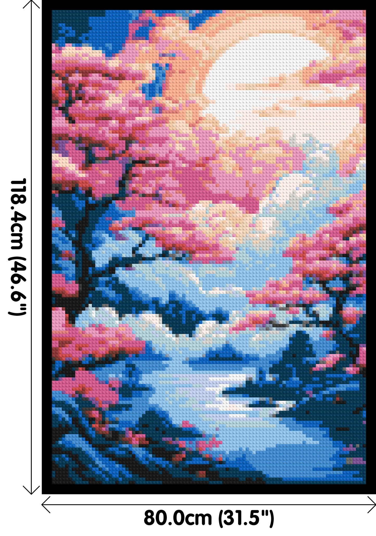 Cherry Blossom Trees and Glowing Moon Japanese Art - Brick Art Mosaic Kit 4x6 large
