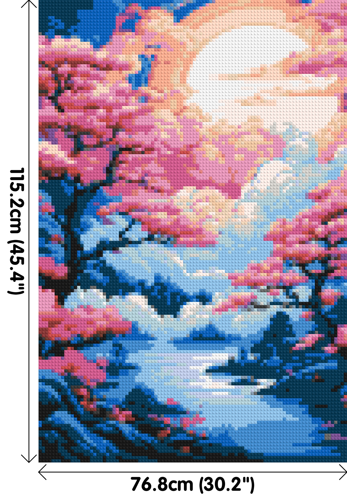 Cherry Blossom Trees and Glowing Moon Japanese Art - Brick Art Mosaic Kit 4x6 large
