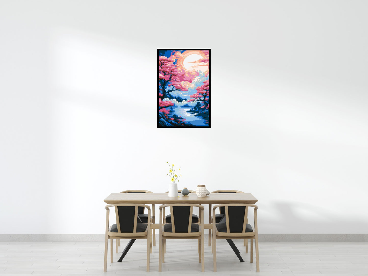 Cherry Blossom Trees and Glowing Moon Japanese Art - Brick Art Mosaic Kit 4x6 large