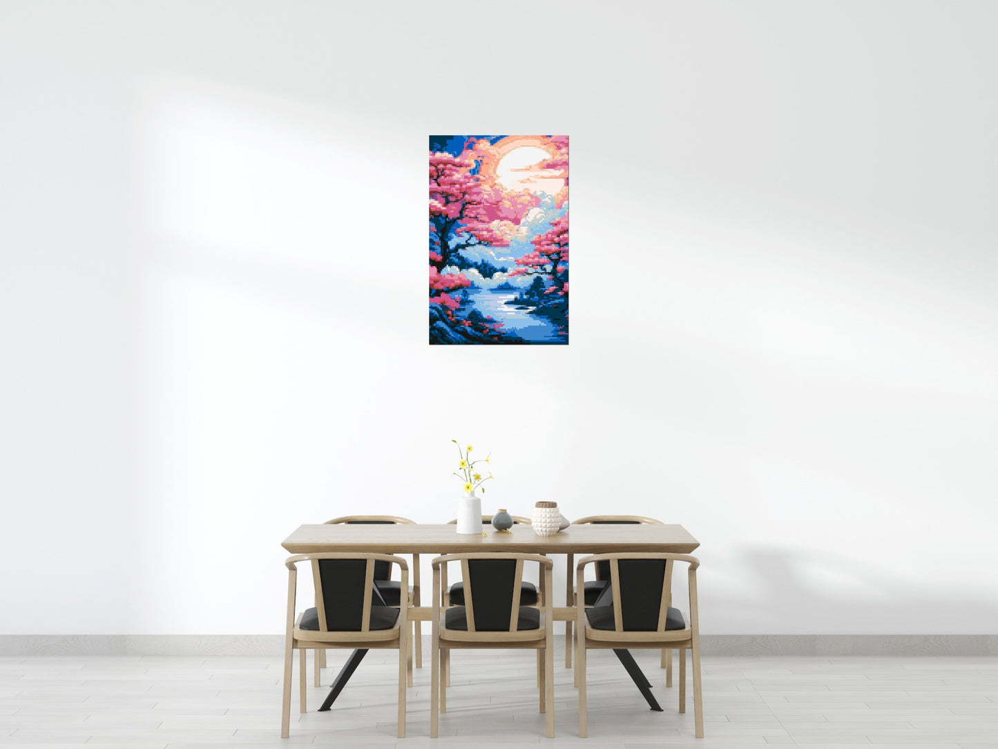 Cherry Blossom Trees and Glowing Moon Japanese Art - Brick Art Mosaic Kit 4x6 large