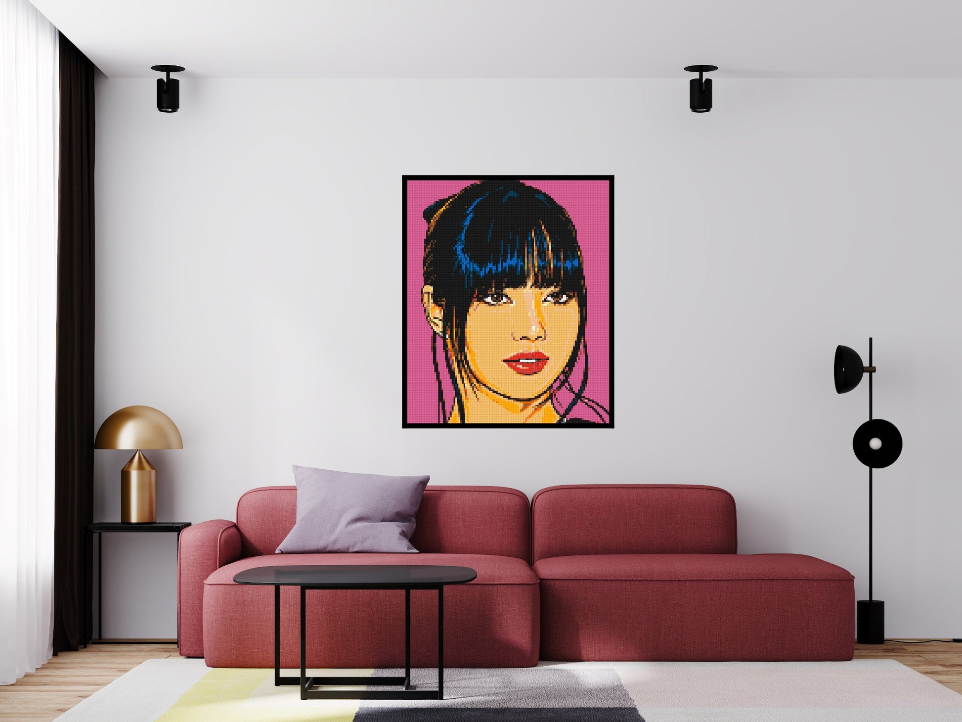 Lisa of BLACKPINK Comic Pop Art - Brick Art Mosaic Kit 5x6 scene with frame