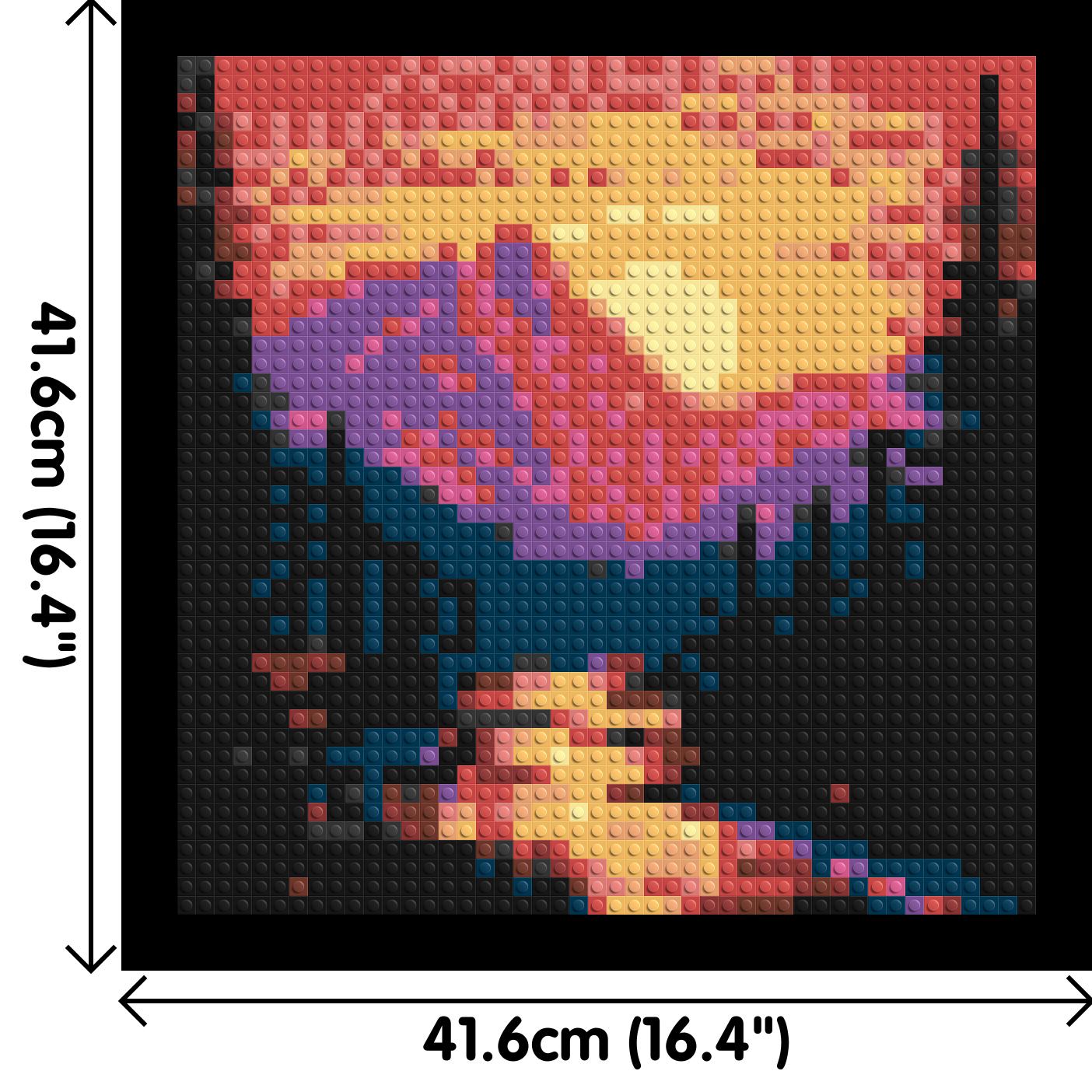 Sunset Mountain River Pixel Art - Brick Art Mosaic Kit 2x2 dimensions with frame