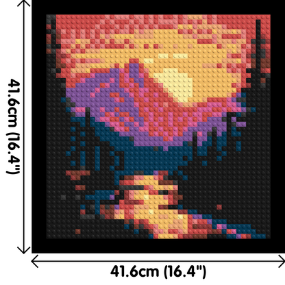 Sunset Mountain River Pixel Art - Brick Art Mosaic Kit 2x2 large