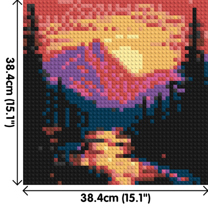 Sunset Mountain River Pixel Art - Brick Art Mosaic Kit 2x2 large