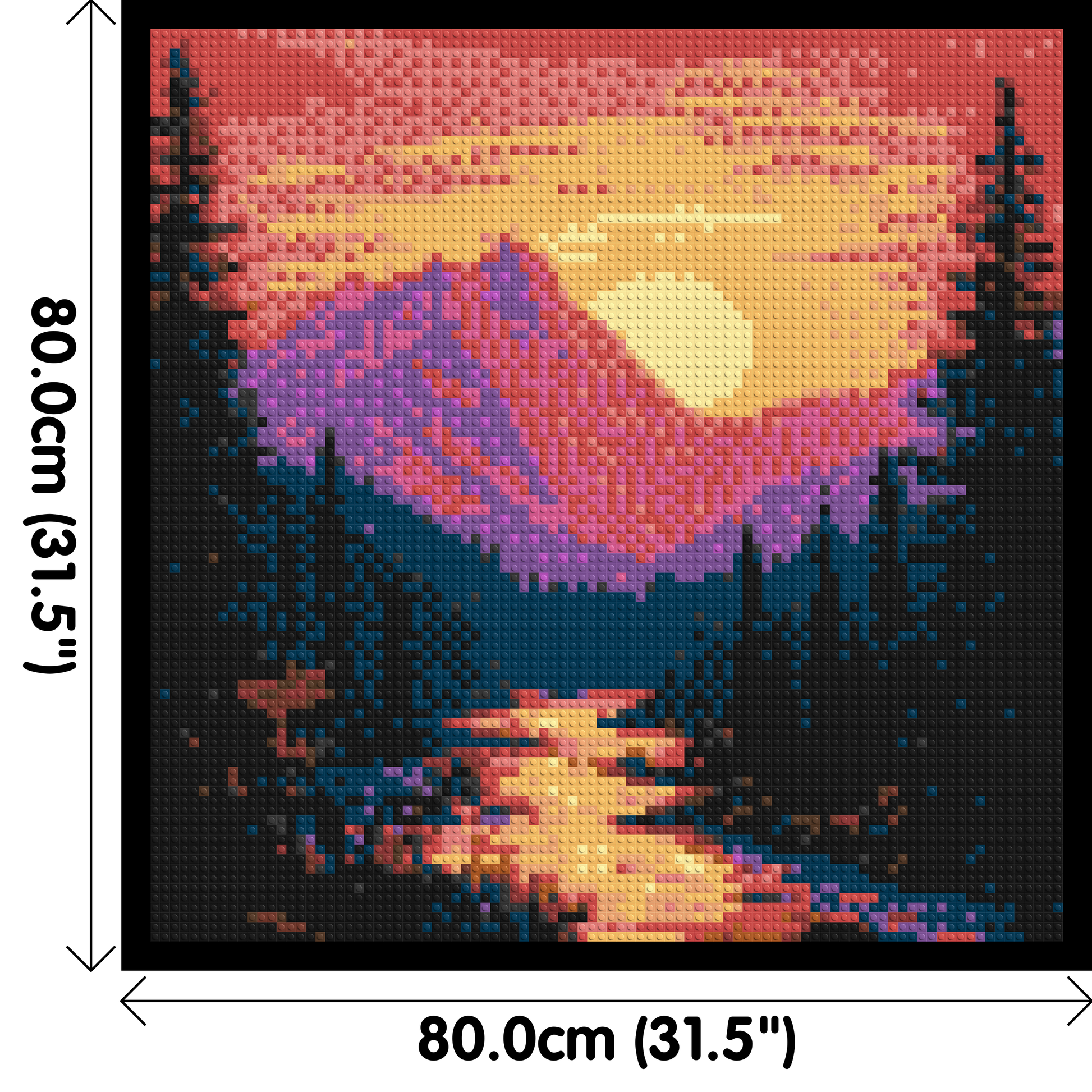 Sunset Mountain River Pixel Art - Brick Art Mosaic Kit 4x4 dimensions with frame