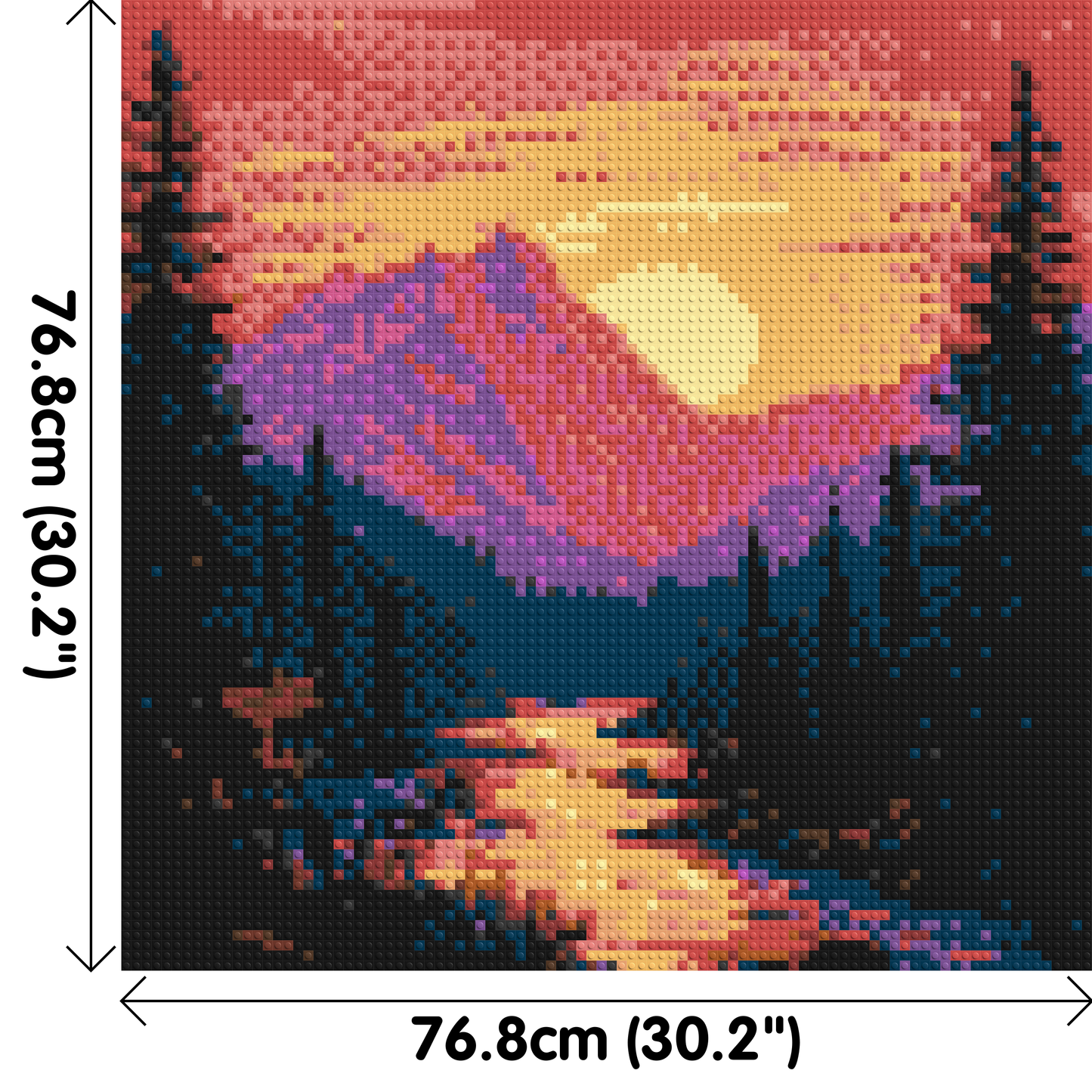 Sunset Mountain River Pixel Art - Brick Art Mosaic Kit 4x4 large