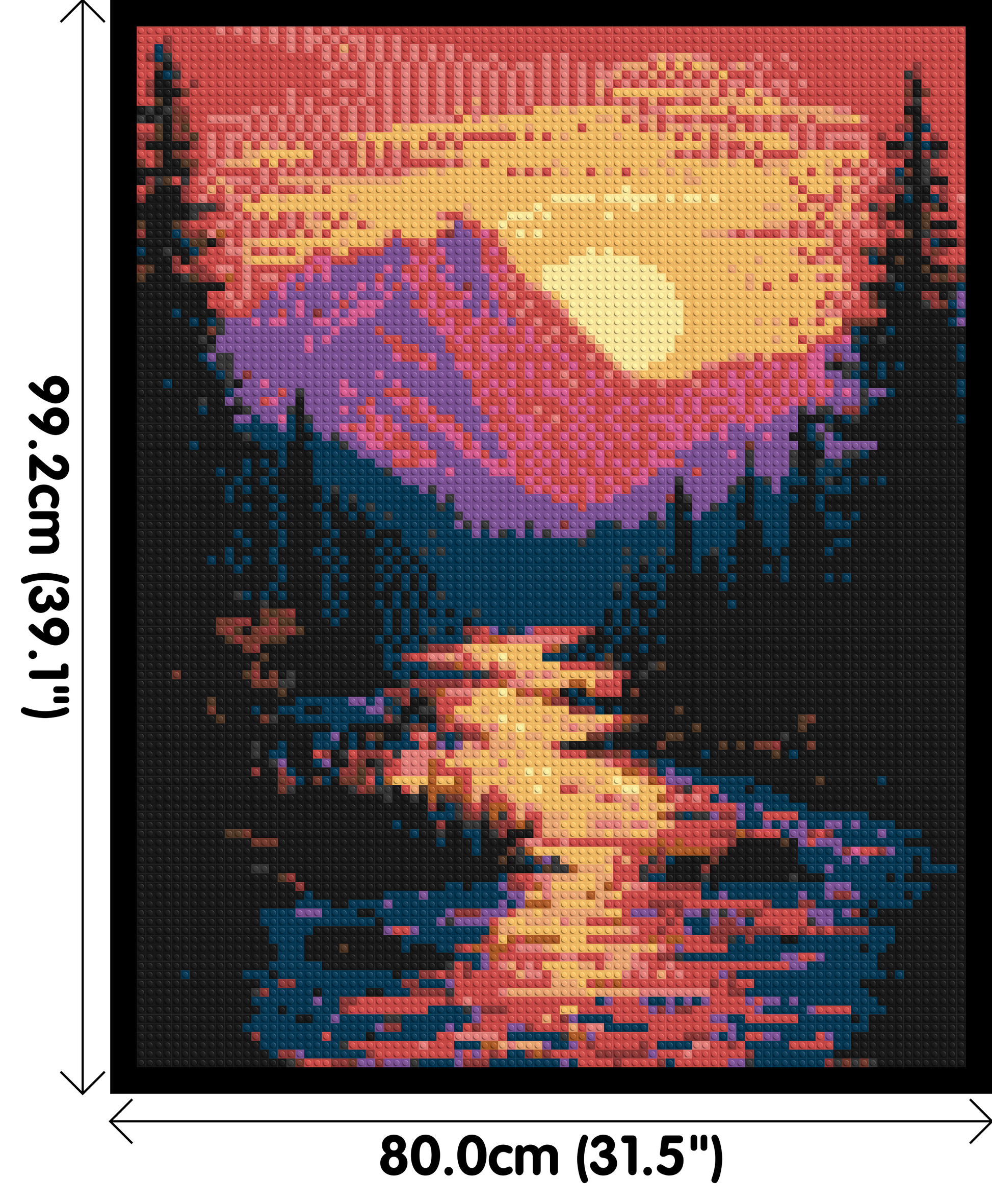 Sunset Mountain River Pixel Art - Brick Art Mosaic Kit 4x5 dimensions with frame
