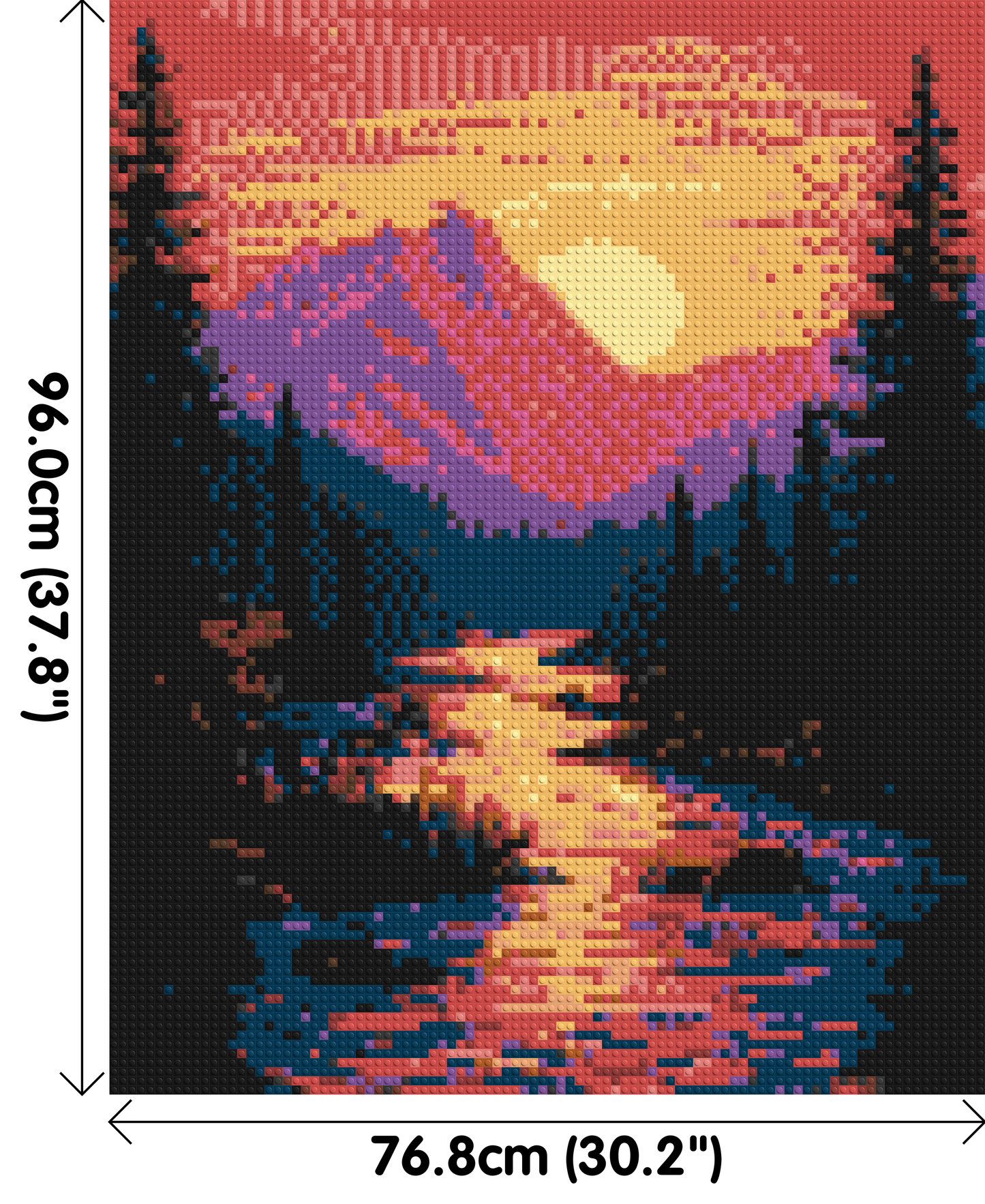 Sunset Mountain River Pixel Art - Brick Art Mosaic Kit 4x5 large