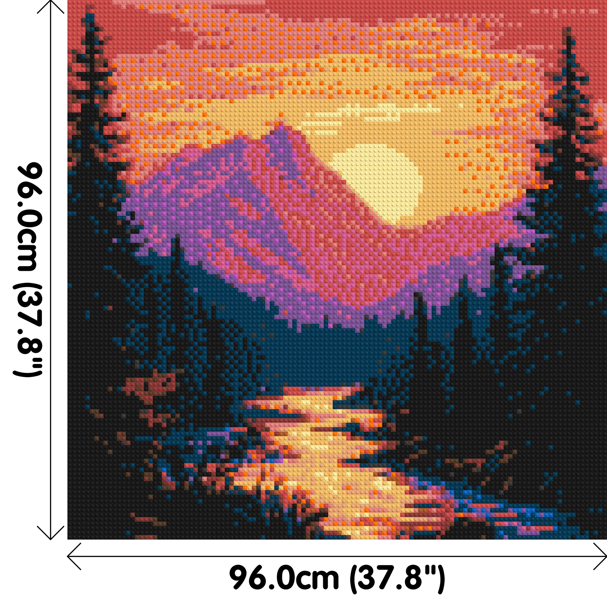 Sunset Mountain River Pixel Art - Brick Art Mosaic Kit 5x5 dimensions