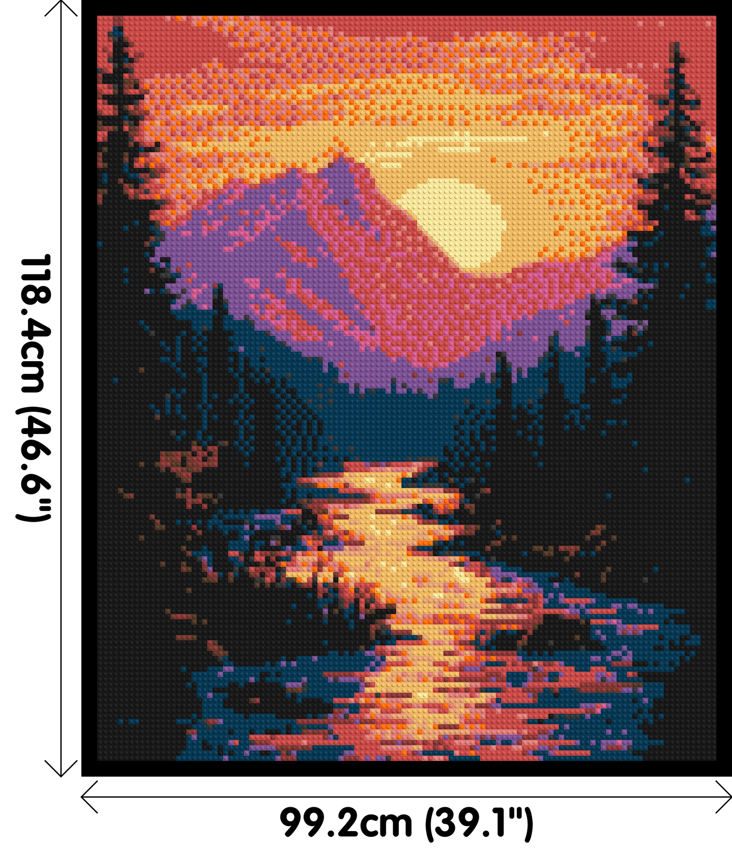 Sunset Mountain River Pixel Art - Brick Art Mosaic Kit 5x6 large