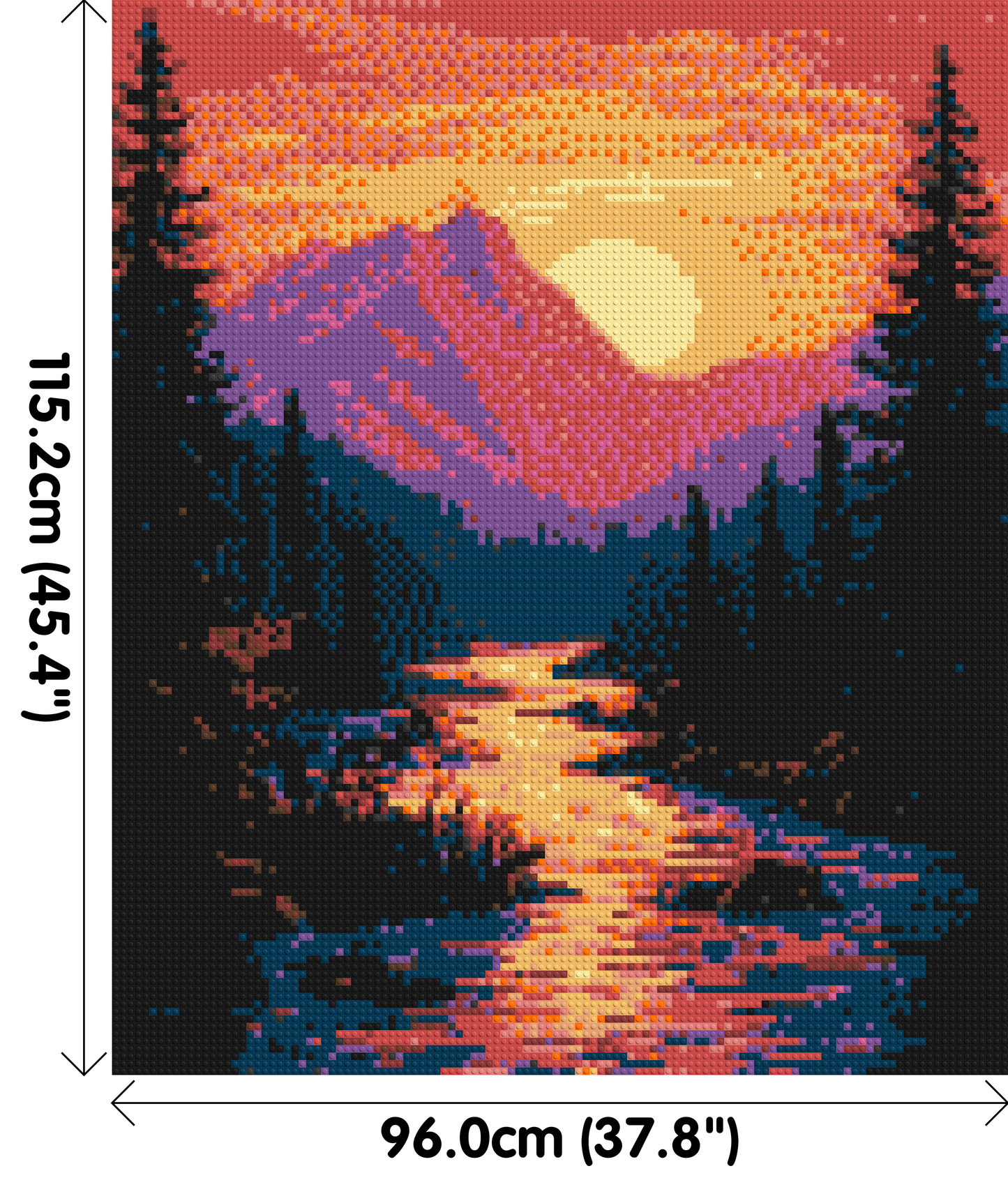 Sunset Mountain River Pixel Art - Brick Art Mosaic Kit 5x6 large