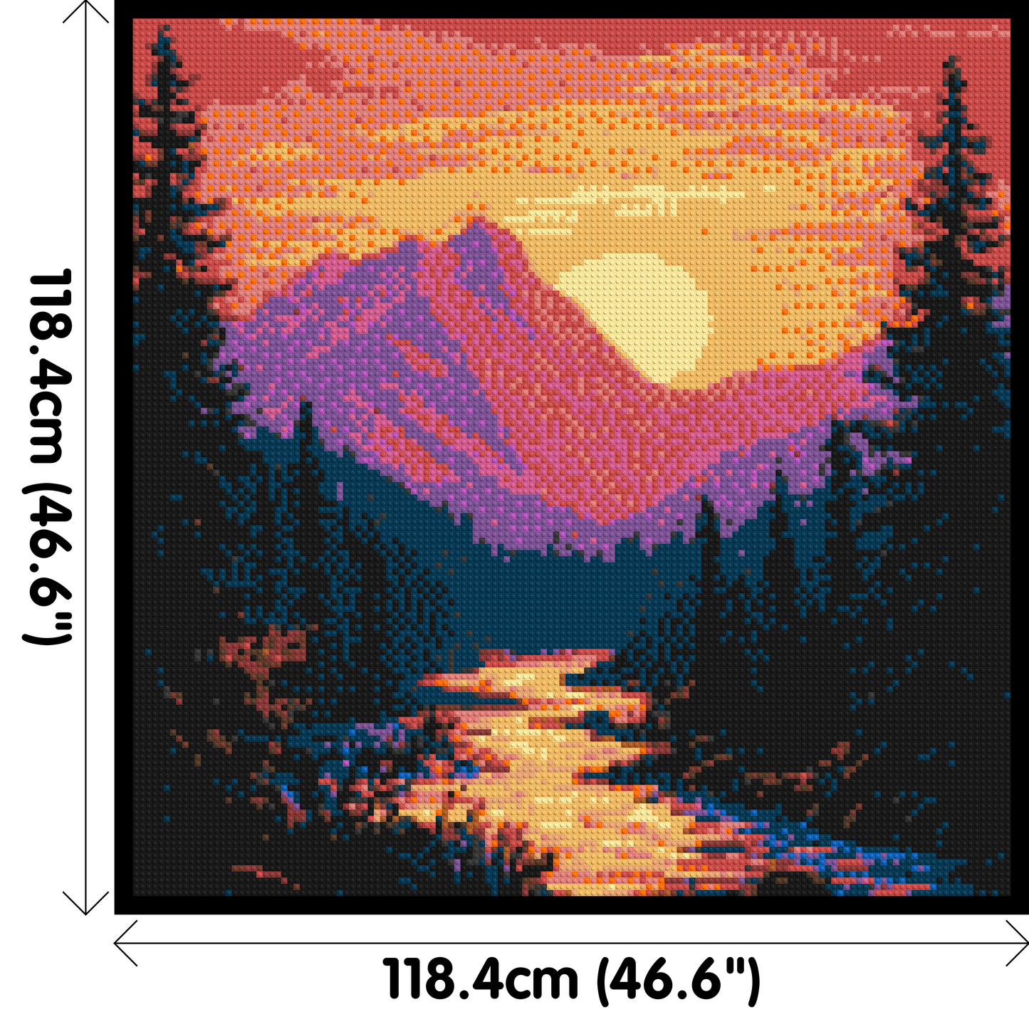 Sunset Mountain River Pixel Art - Brick Art Mosaic Kit 6x6 large