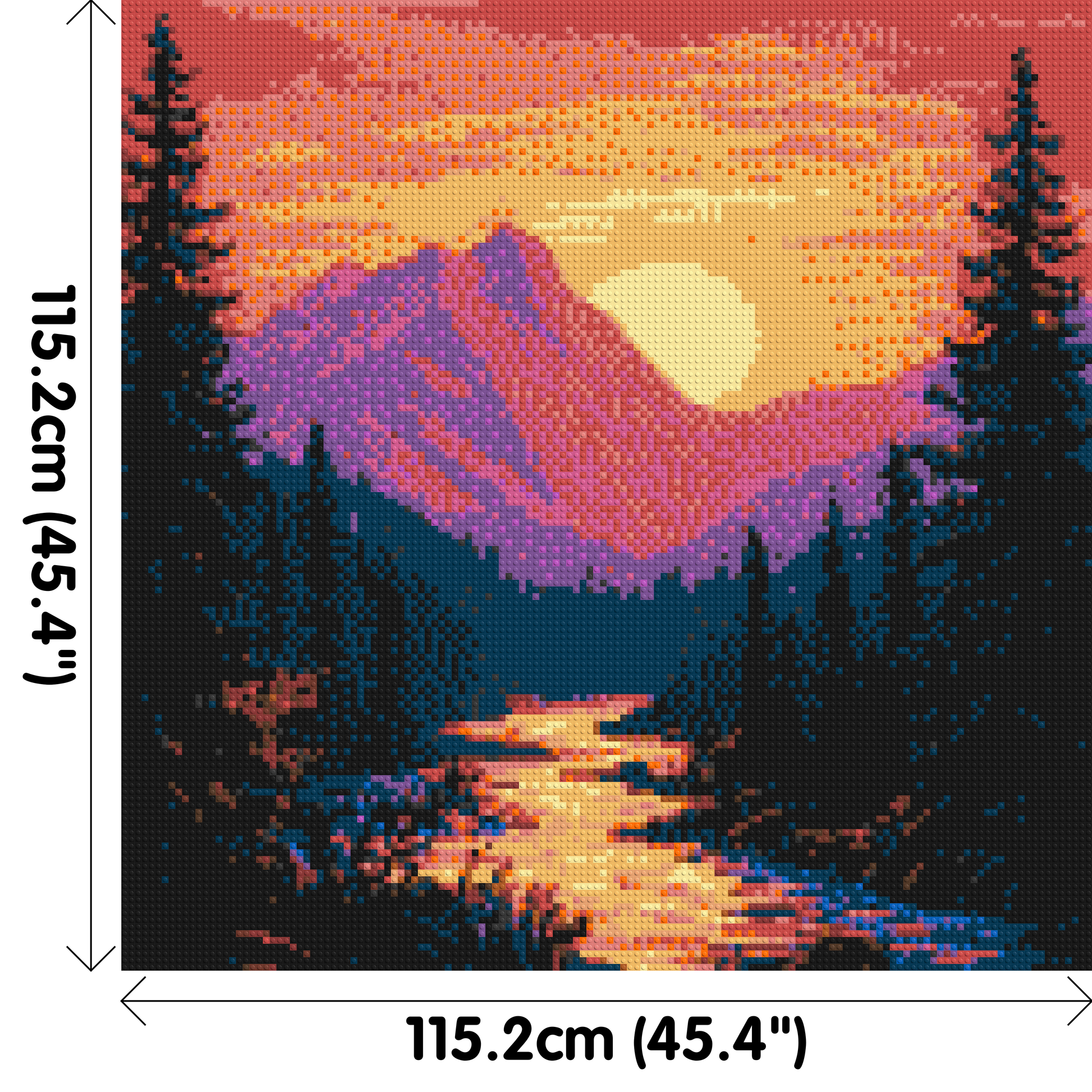 Sunset Mountain River Pixel Art - Brick Art Mosaic Kit 6x6 dimensions