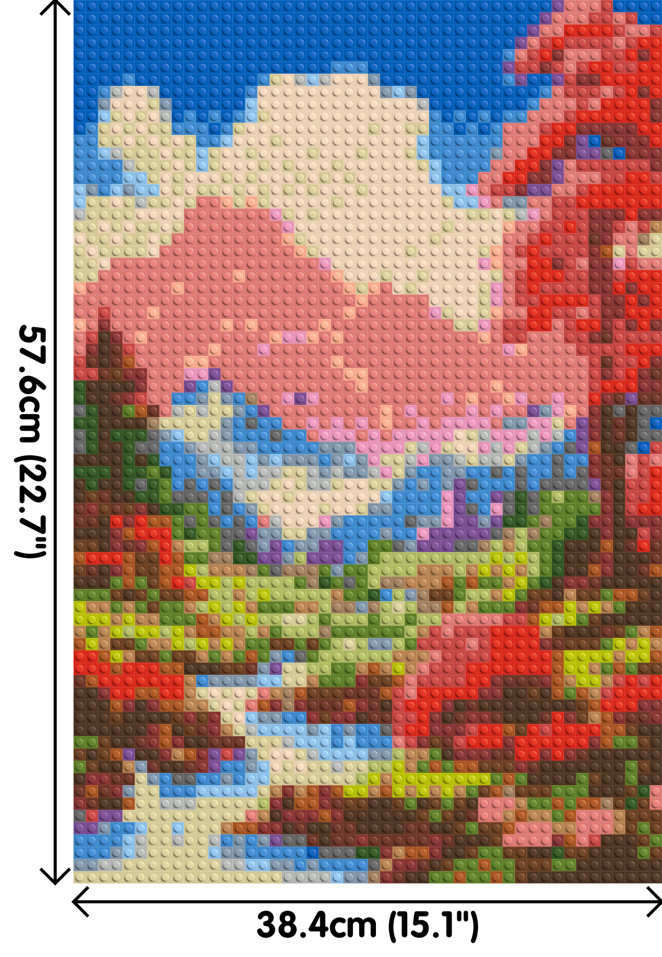 Pink Mountain Peaks and Cascading Waterfall Illustration - Brick Art Mosaic Kit 2x3 dimensions