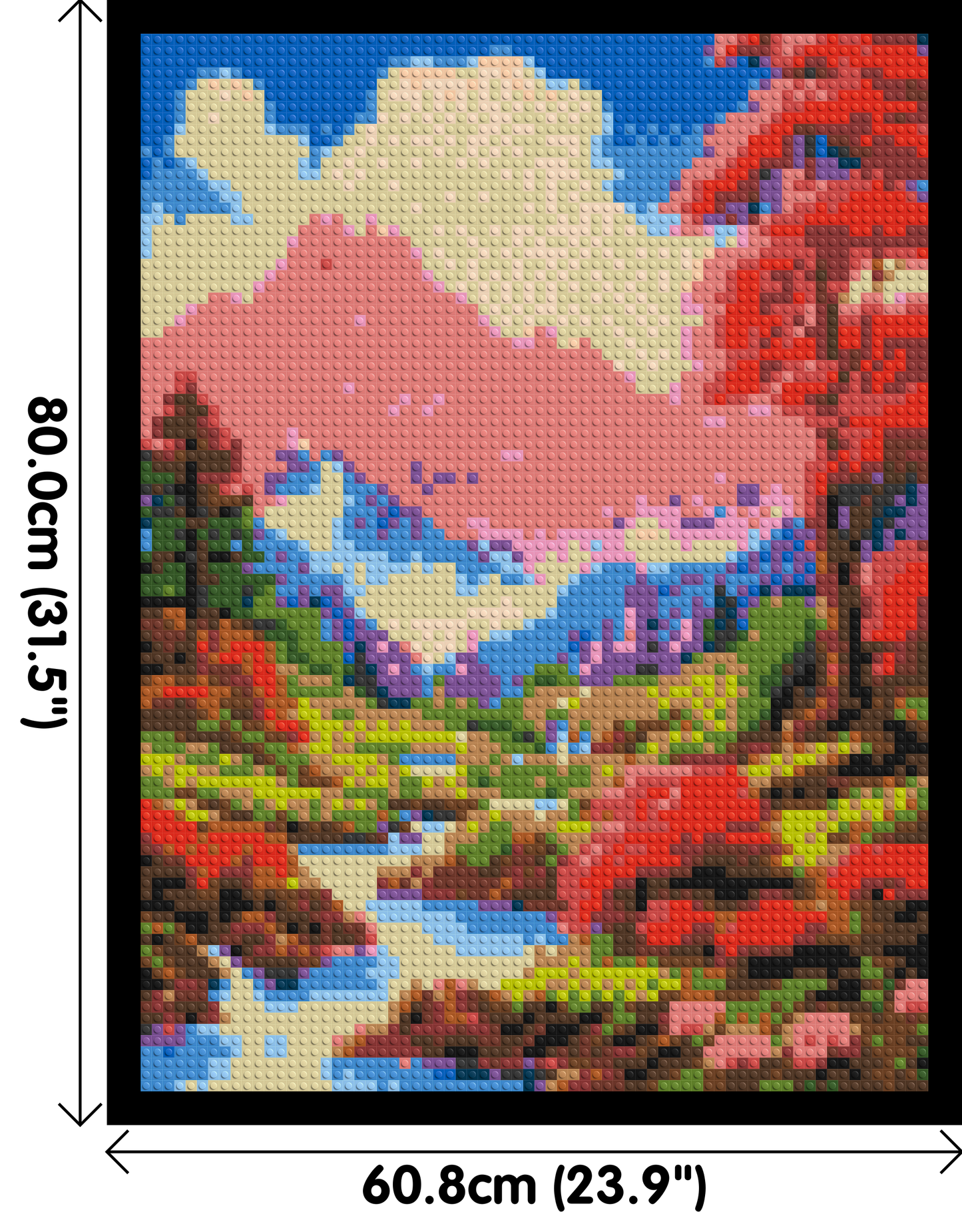 Pink Mountain Peaks and Cascading Waterfall Illustration - Brick Art Mosaic Kit 3x4 large