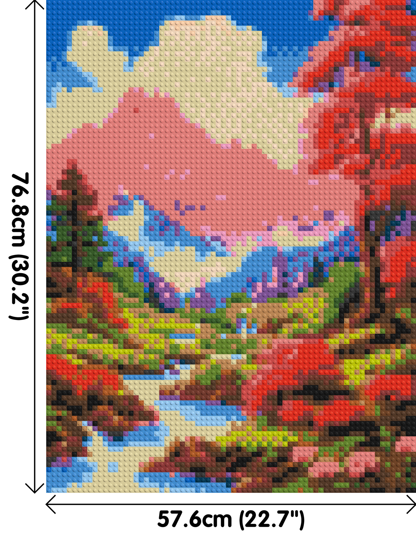 Pink Mountain Peaks and Cascading Waterfall Illustration - Brick Art Mosaic Kit 3x4 large