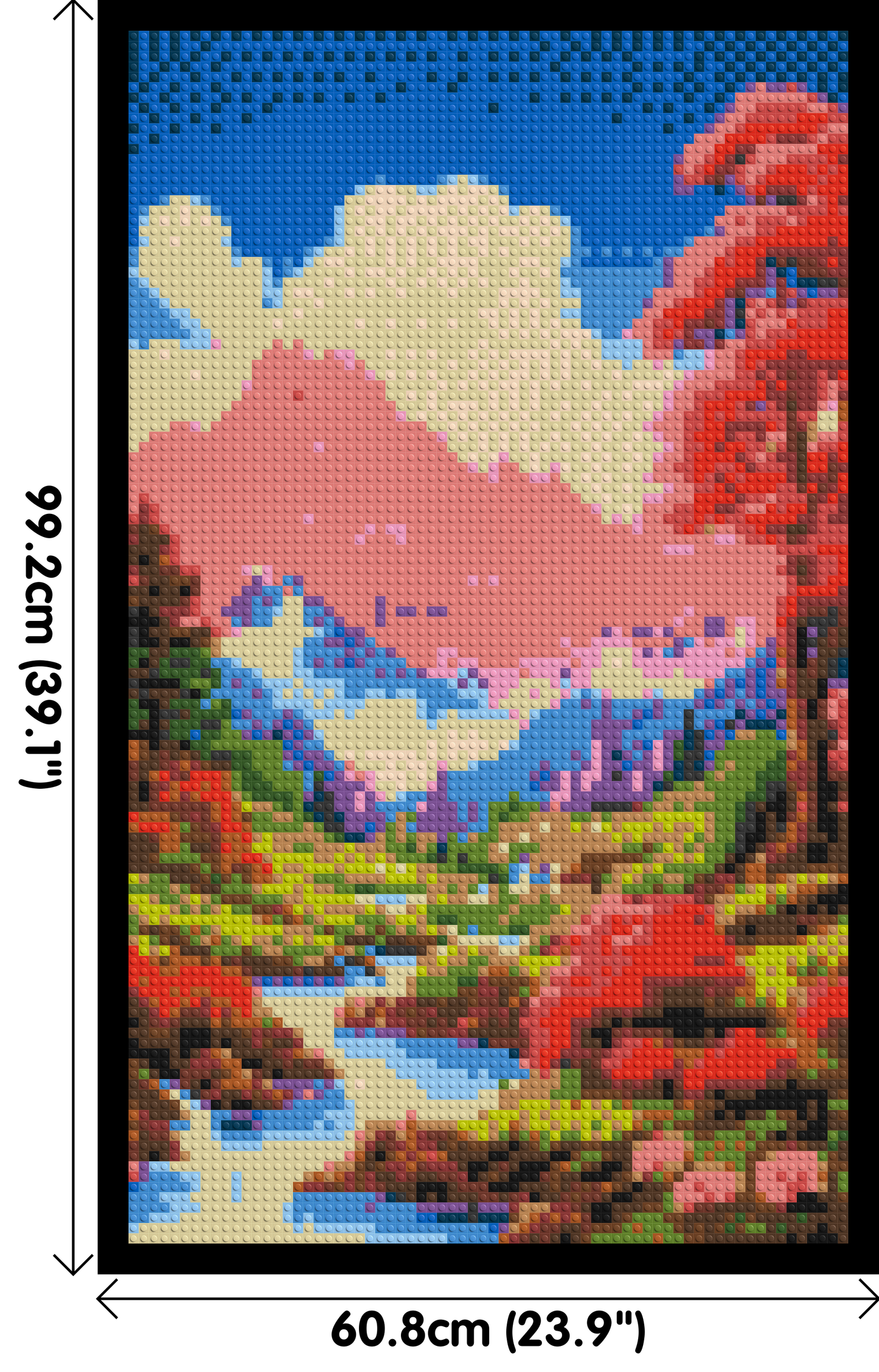 Pink Mountain Peaks and Cascading Waterfall Illustration - Brick Art Mosaic Kit 3x5 large